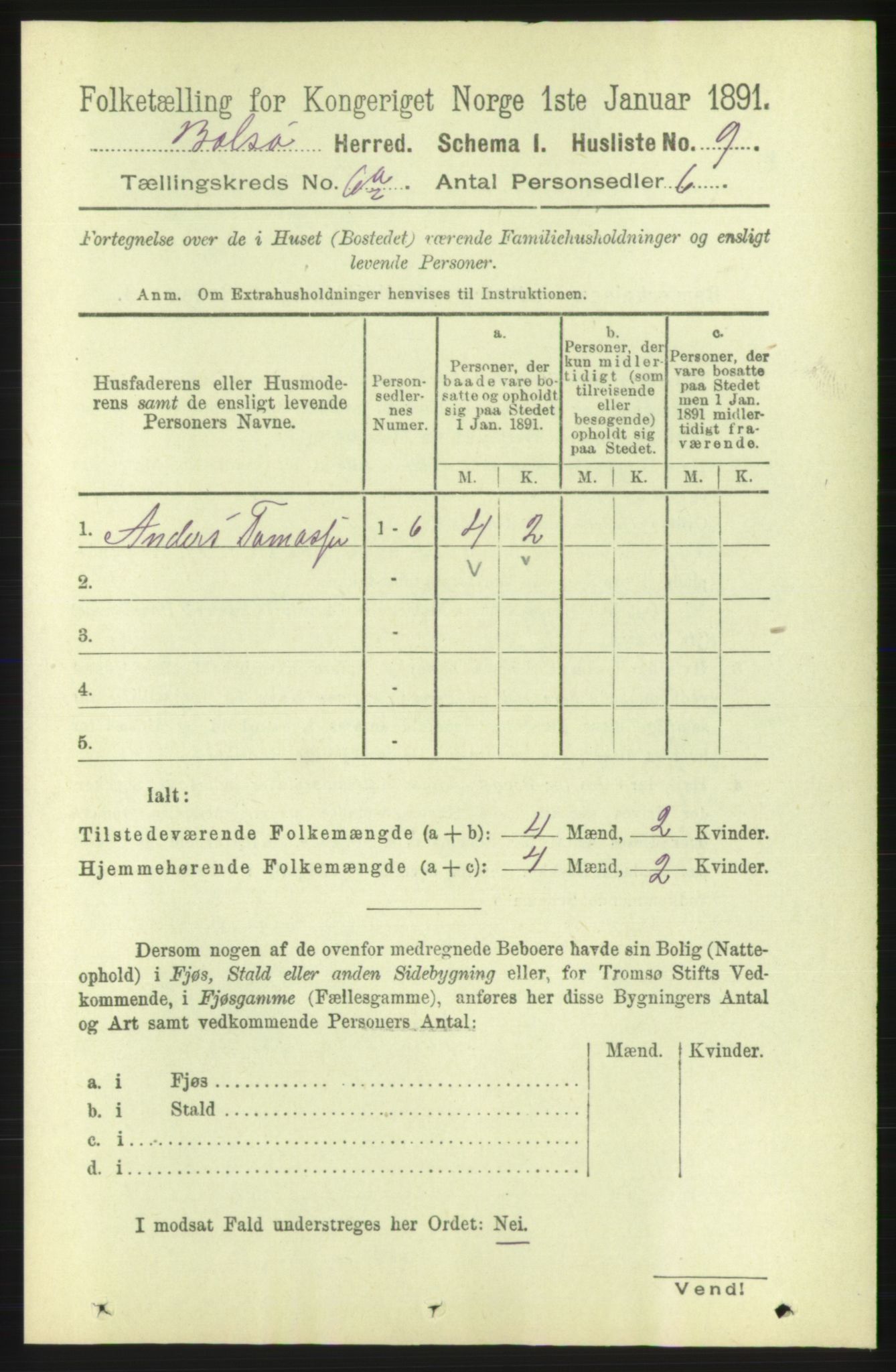 RA, 1891 census for 1544 Bolsøy, 1891, p. 3700