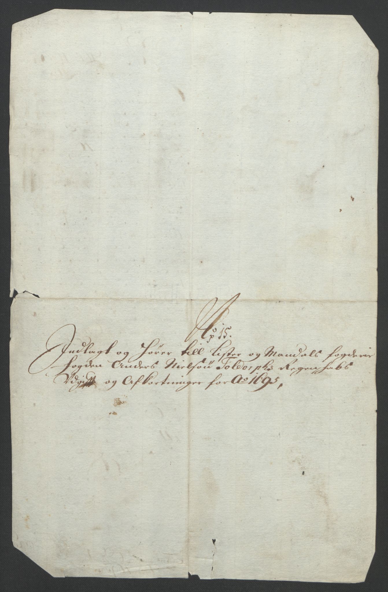 Rentekammeret inntil 1814, Reviderte regnskaper, Fogderegnskap, AV/RA-EA-4092/R43/L2545: Fogderegnskap Lista og Mandal, 1694-1695, p. 364