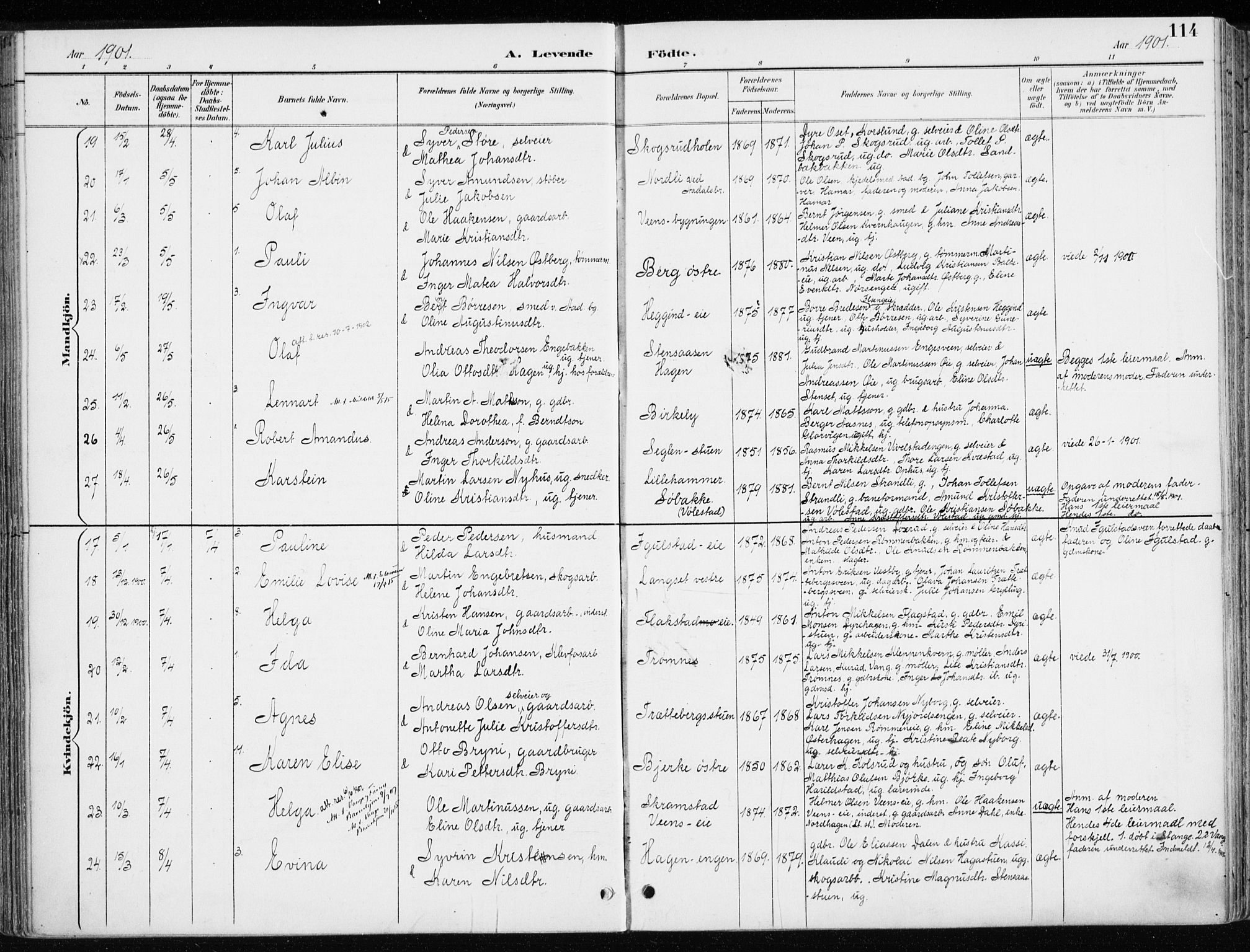 Løten prestekontor, AV/SAH-PREST-022/K/Ka/L0010: Parish register (official) no. 10, 1892-1907, p. 114