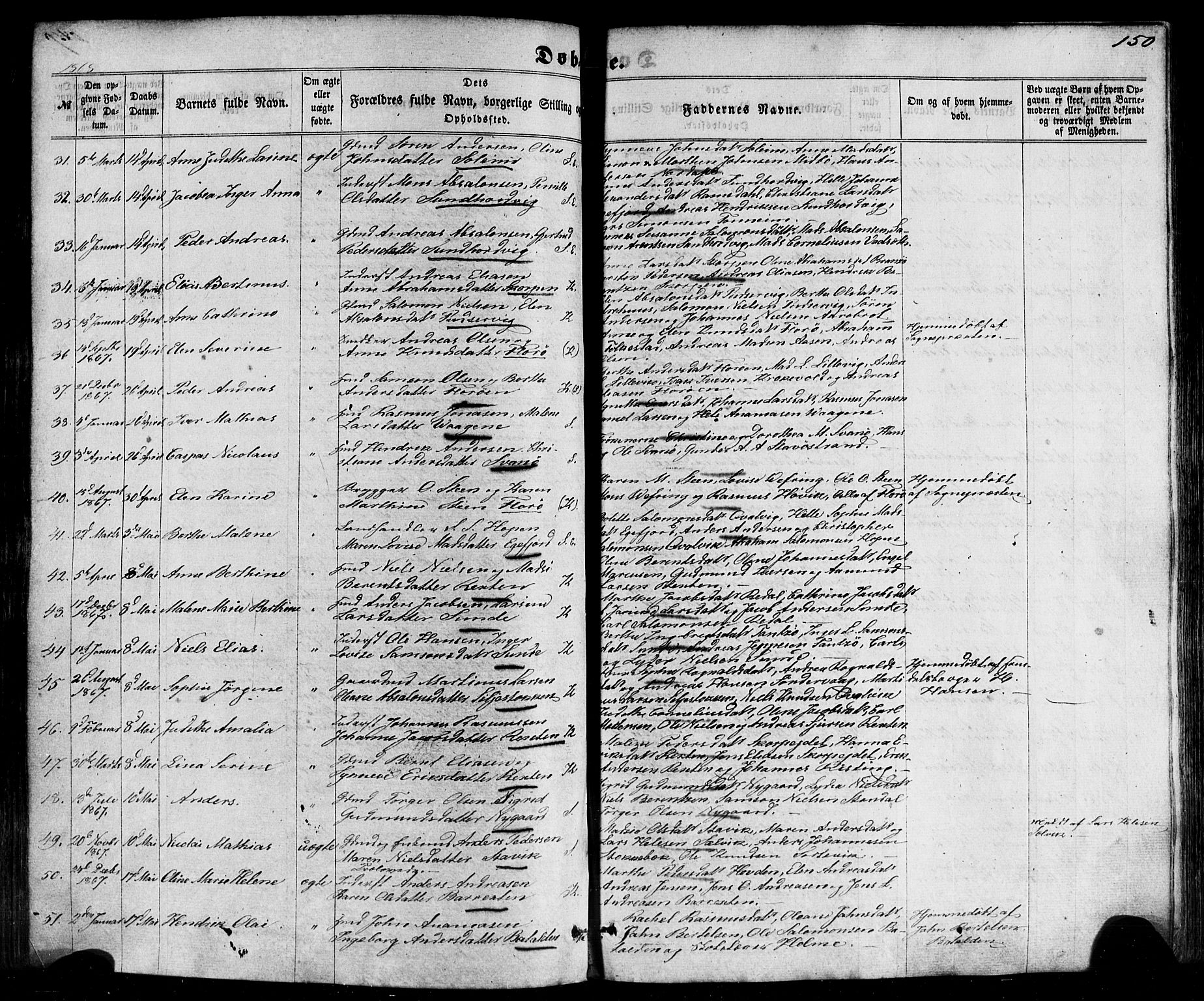 Kinn sokneprestembete, SAB/A-80801/H/Haa/Haaa/L0006: Parish register (official) no. A 6, 1857-1885, p. 150