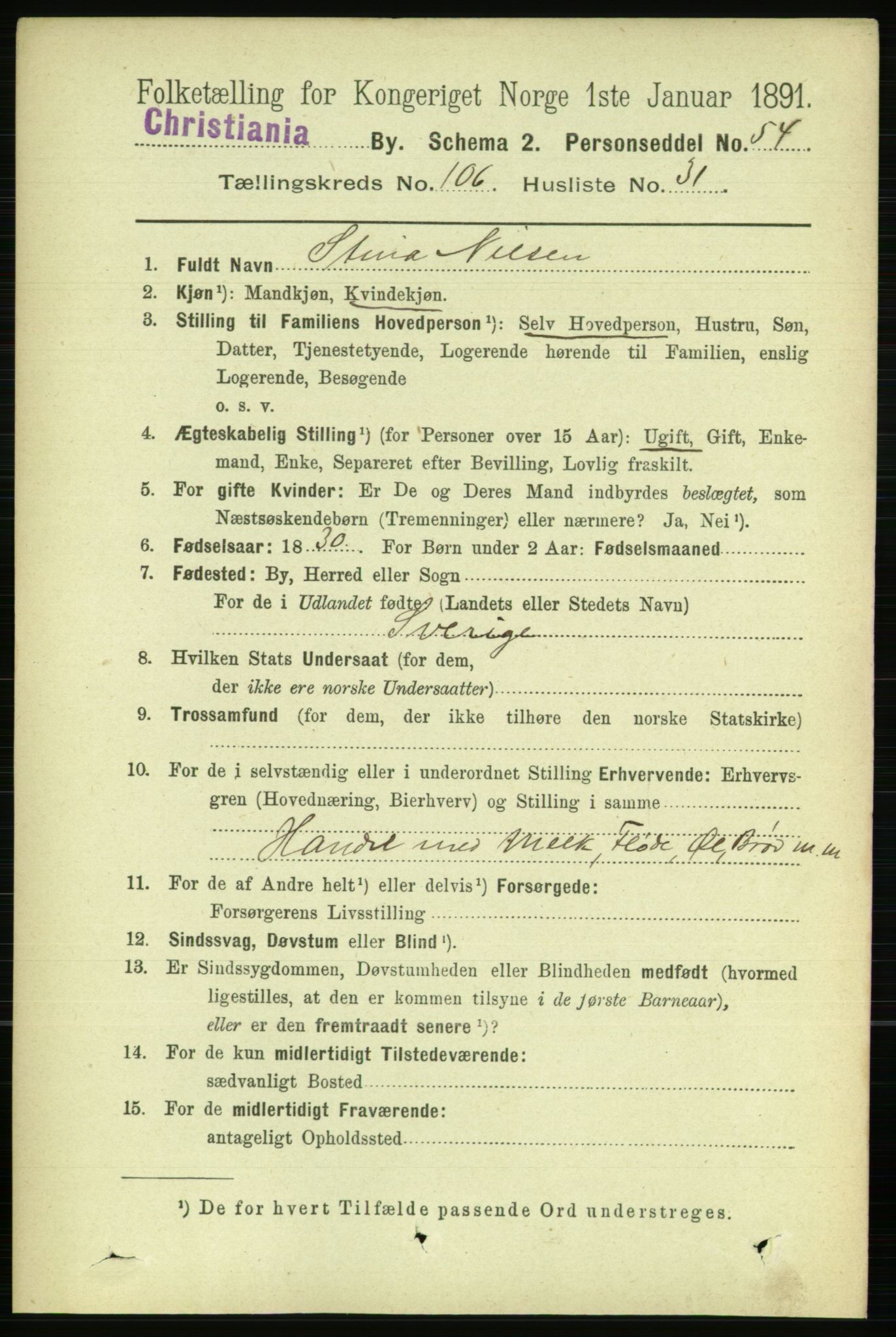 RA, 1891 census for 0301 Kristiania, 1891, p. 54656
