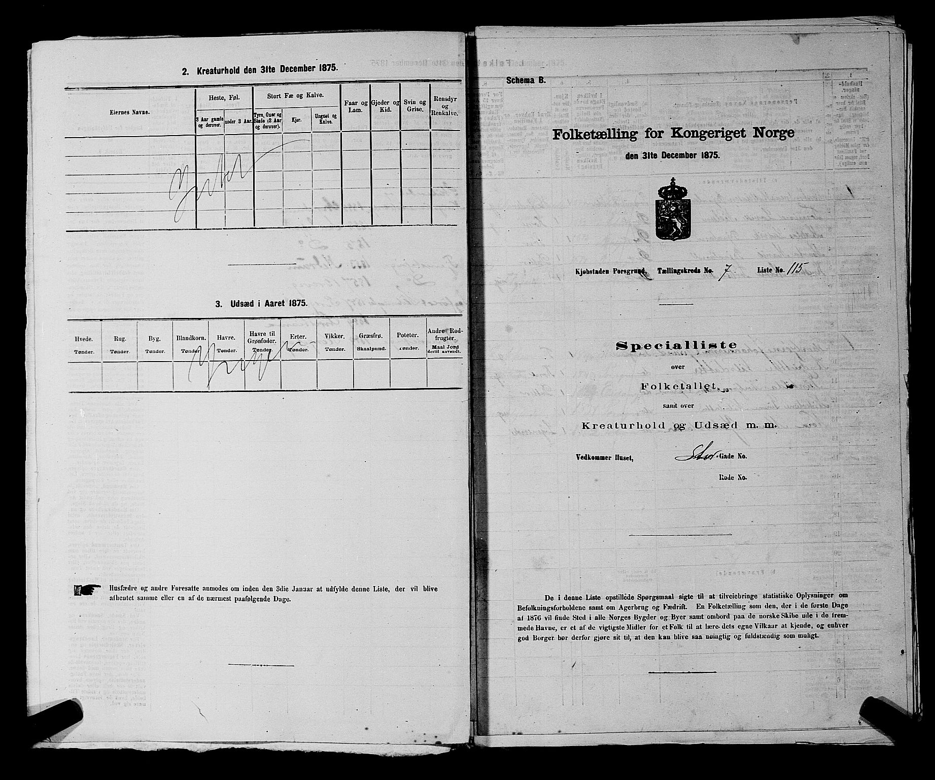 SAKO, 1875 census for 0805P Porsgrunn, 1875, p. 279