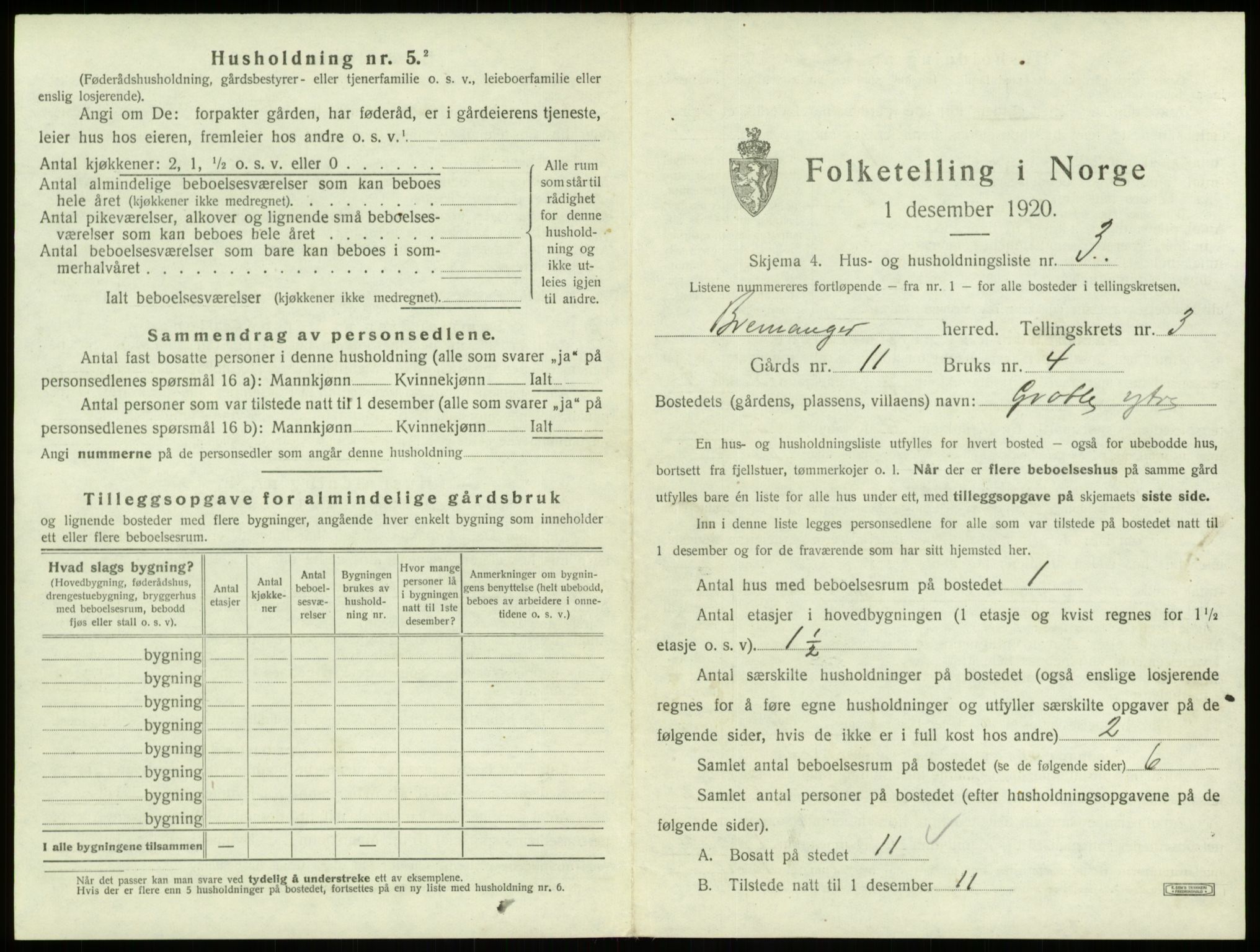 SAB, 1920 census for Bremanger, 1920, p. 271