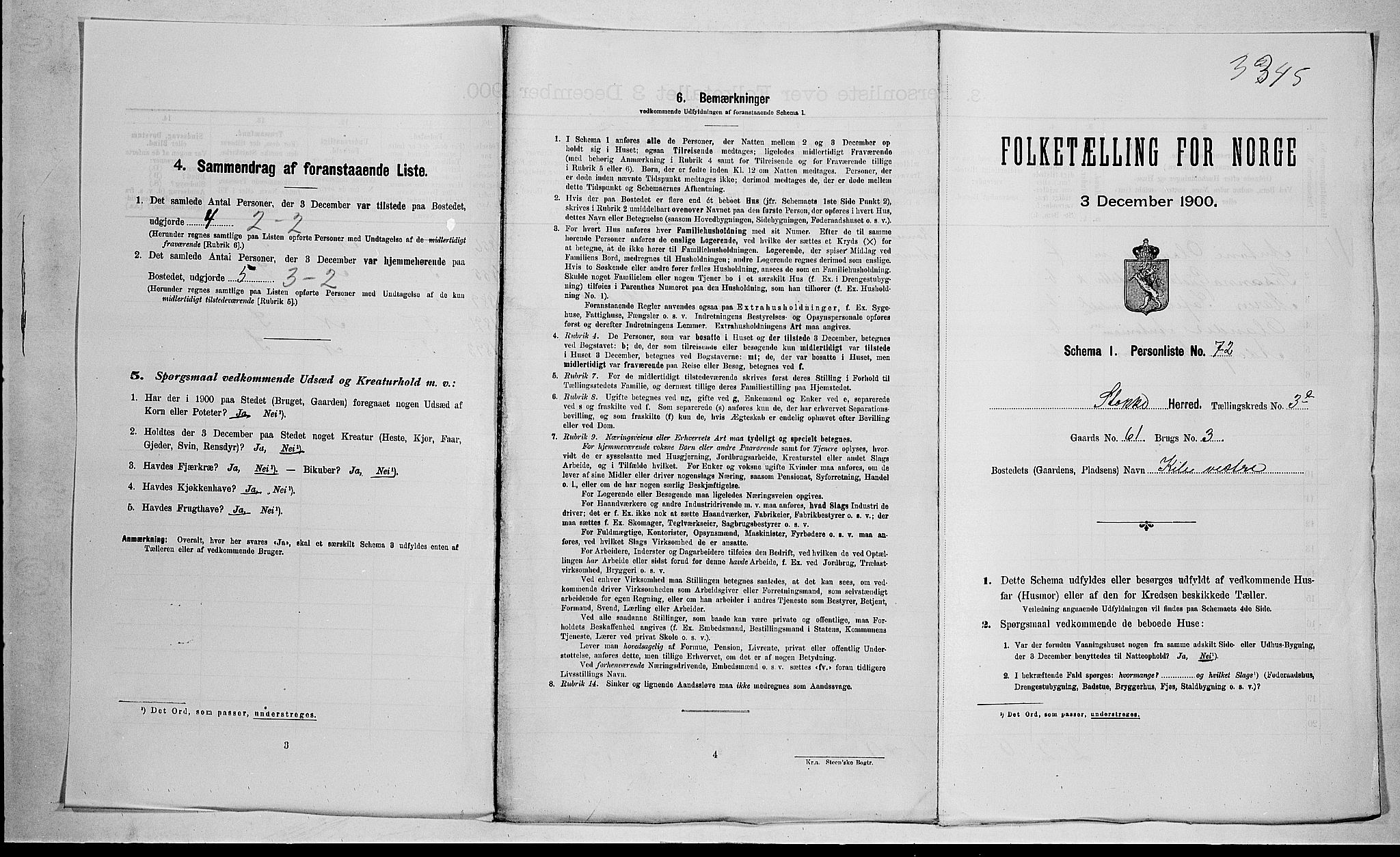 RA, 1900 census for Stokke, 1900, p. 558