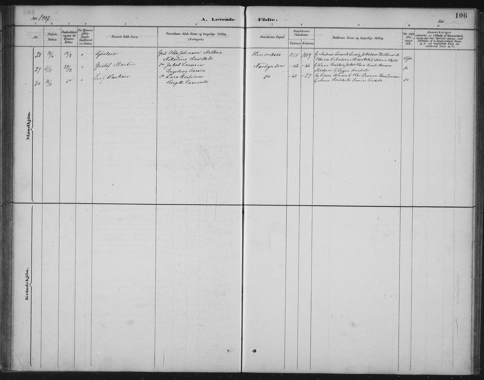 Gulen sokneprestembete, AV/SAB-A-80201/H/Hab/Habb/L0003: Parish register (copy) no. B 3, 1884-1907, p. 106