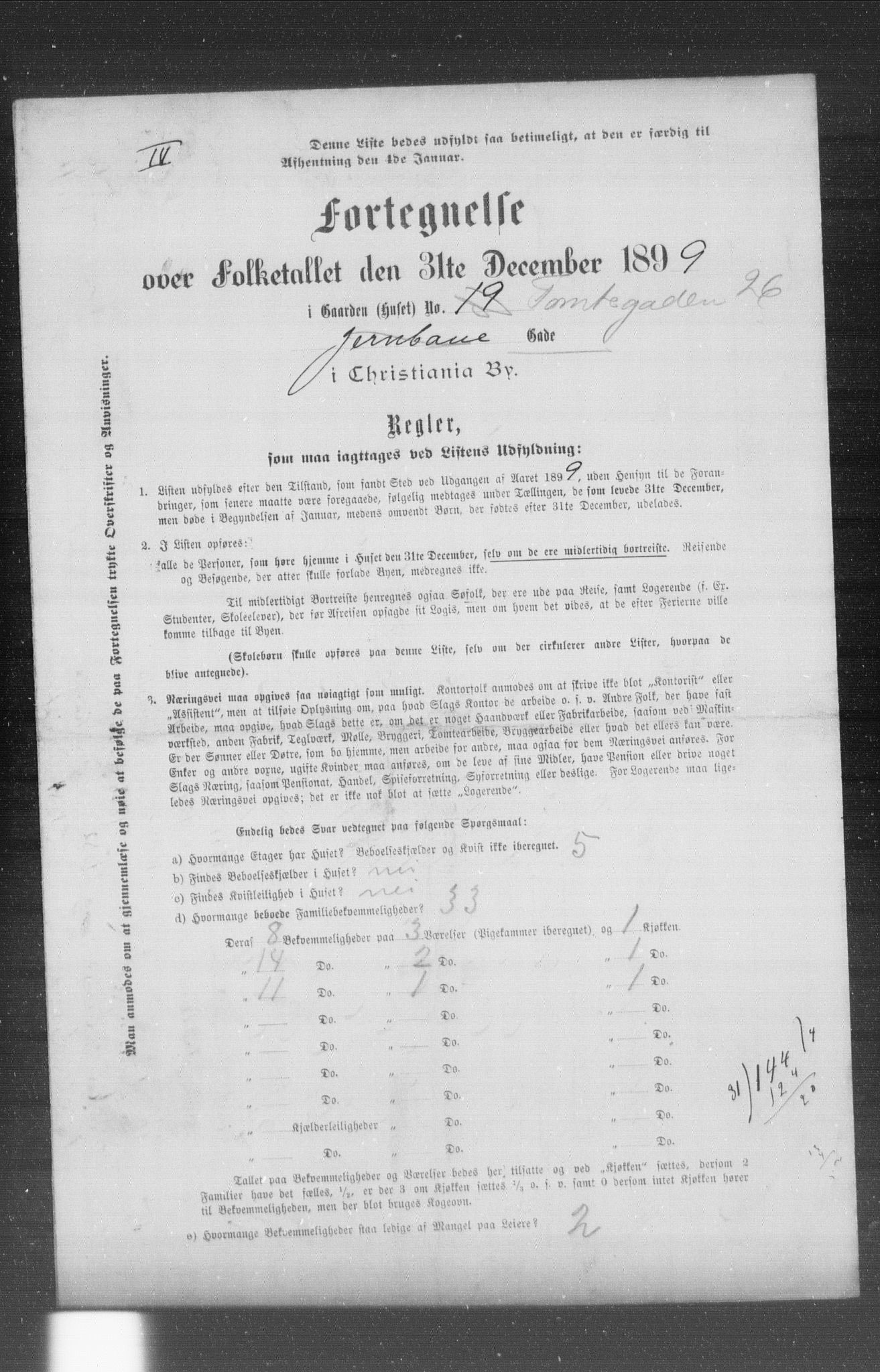 OBA, Municipal Census 1899 for Kristiania, 1899, p. 5949