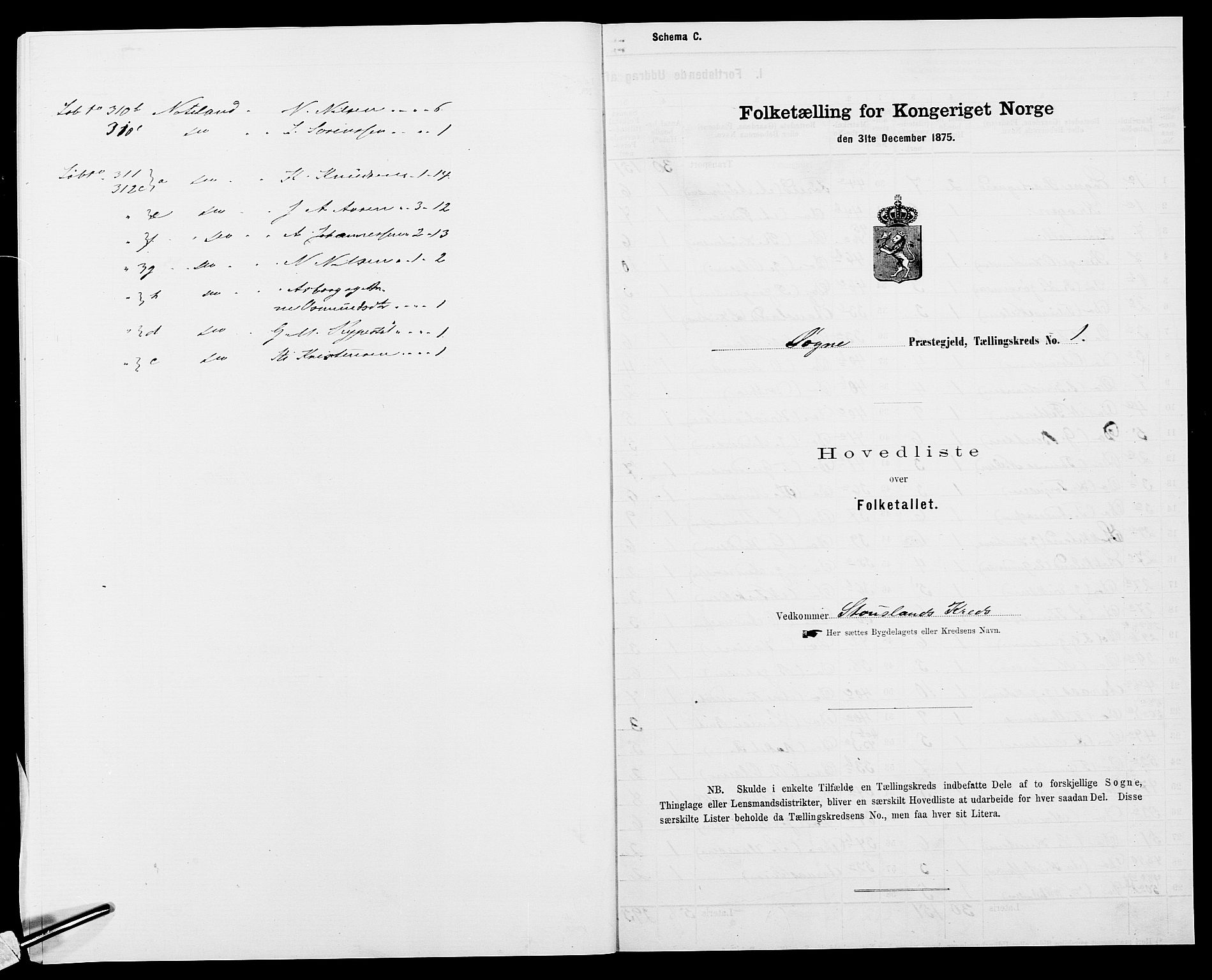 SAK, 1875 census for 1018P Søgne, 1875, p. 34