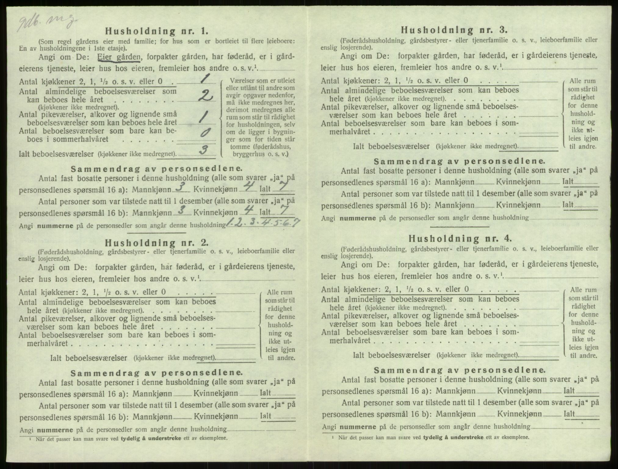 SAB, 1920 census for Årdal, 1920, p. 364