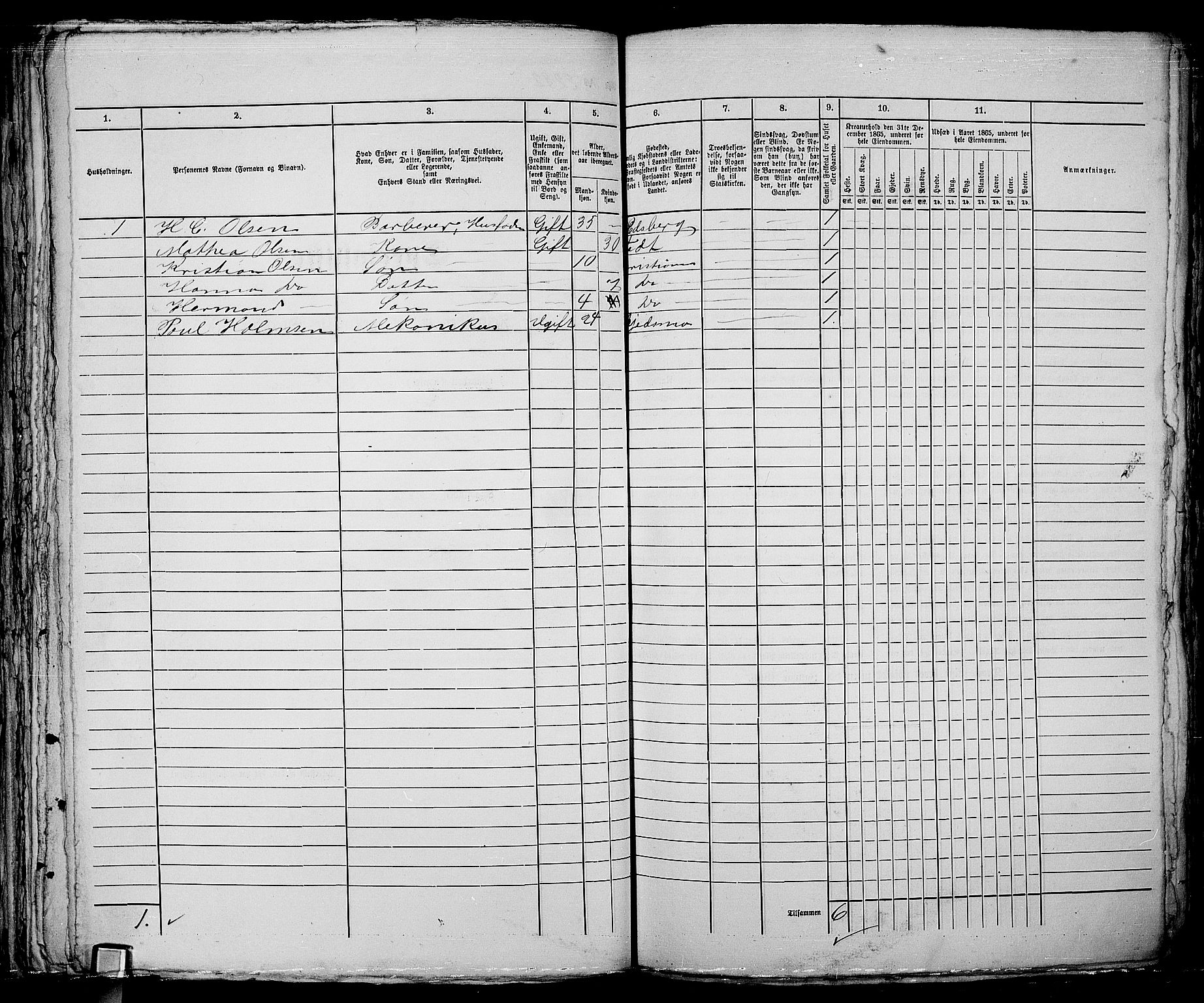 RA, 1865 census for Kristiania, 1865, p. 5089