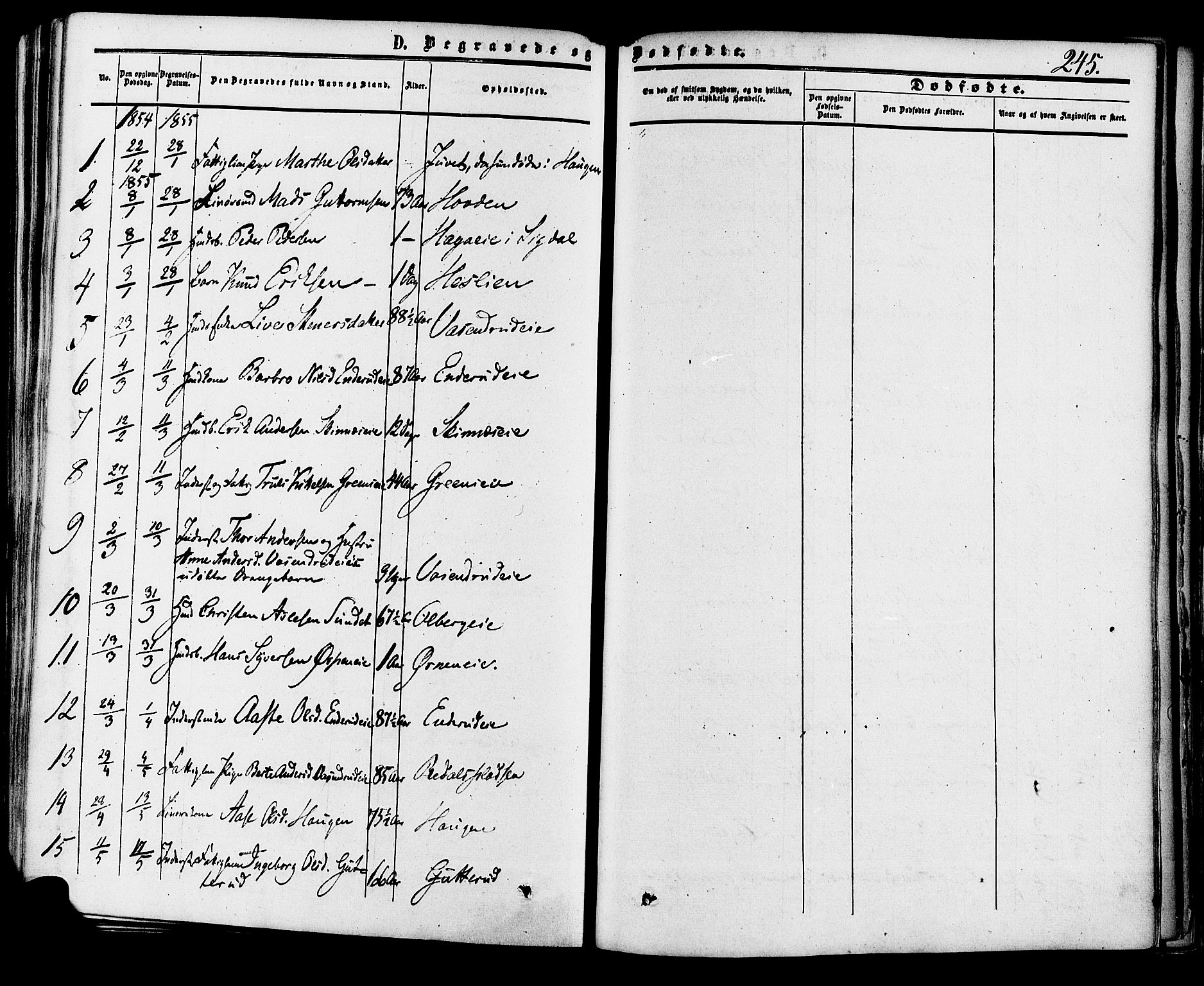 Krødsherad kirkebøker, SAKO/A-19/F/Fa/L0003: Parish register (official) no. 3, 1851-1872, p. 245