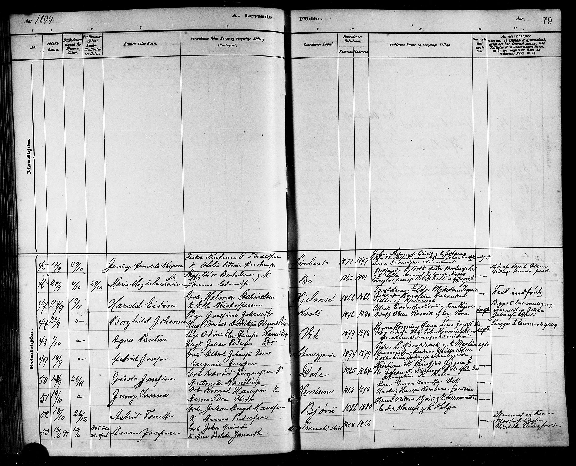 Ministerialprotokoller, klokkerbøker og fødselsregistre - Nordland, AV/SAT-A-1459/812/L0188: Parish register (copy) no. 812C06, 1884-1912, p. 79