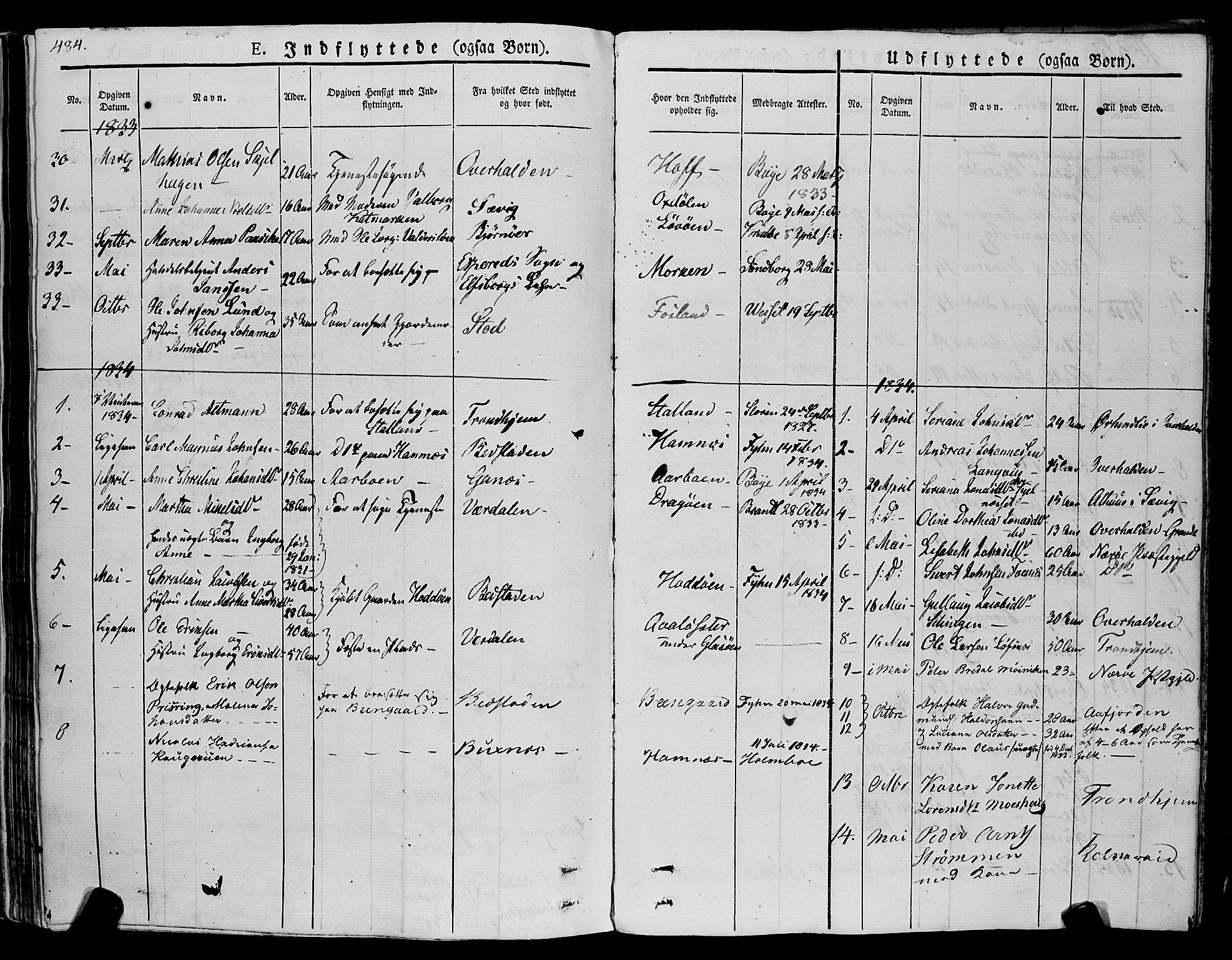 Ministerialprotokoller, klokkerbøker og fødselsregistre - Nord-Trøndelag, SAT/A-1458/773/L0614: Parish register (official) no. 773A05, 1831-1856, p. 484