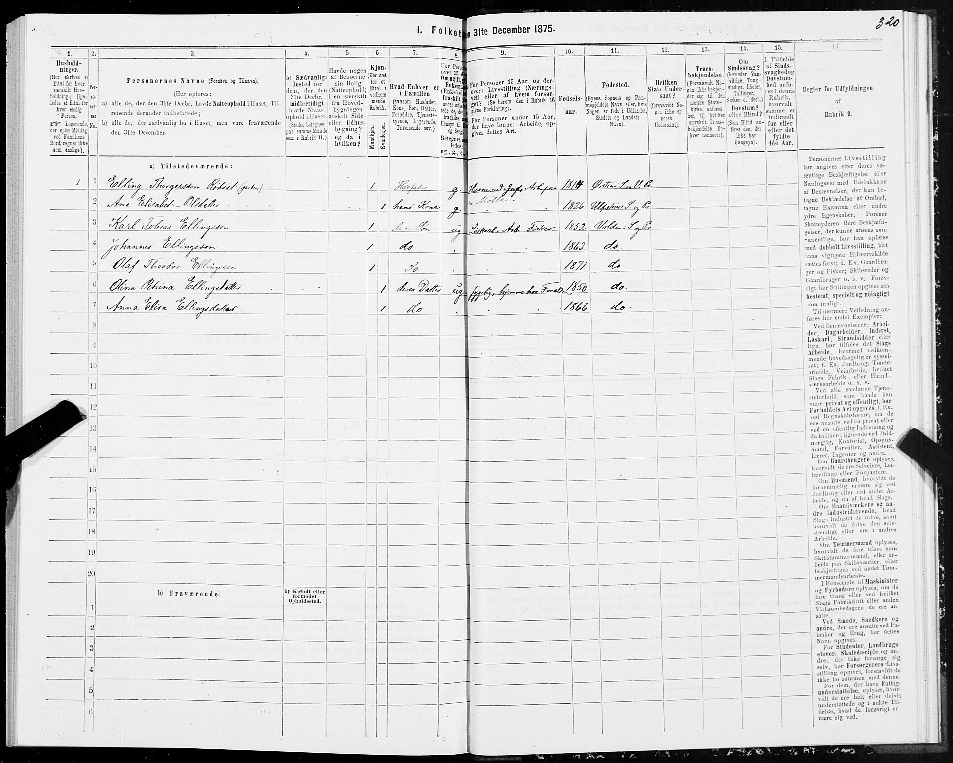 SAT, 1875 census for 1519P Volda, 1875, p. 4320