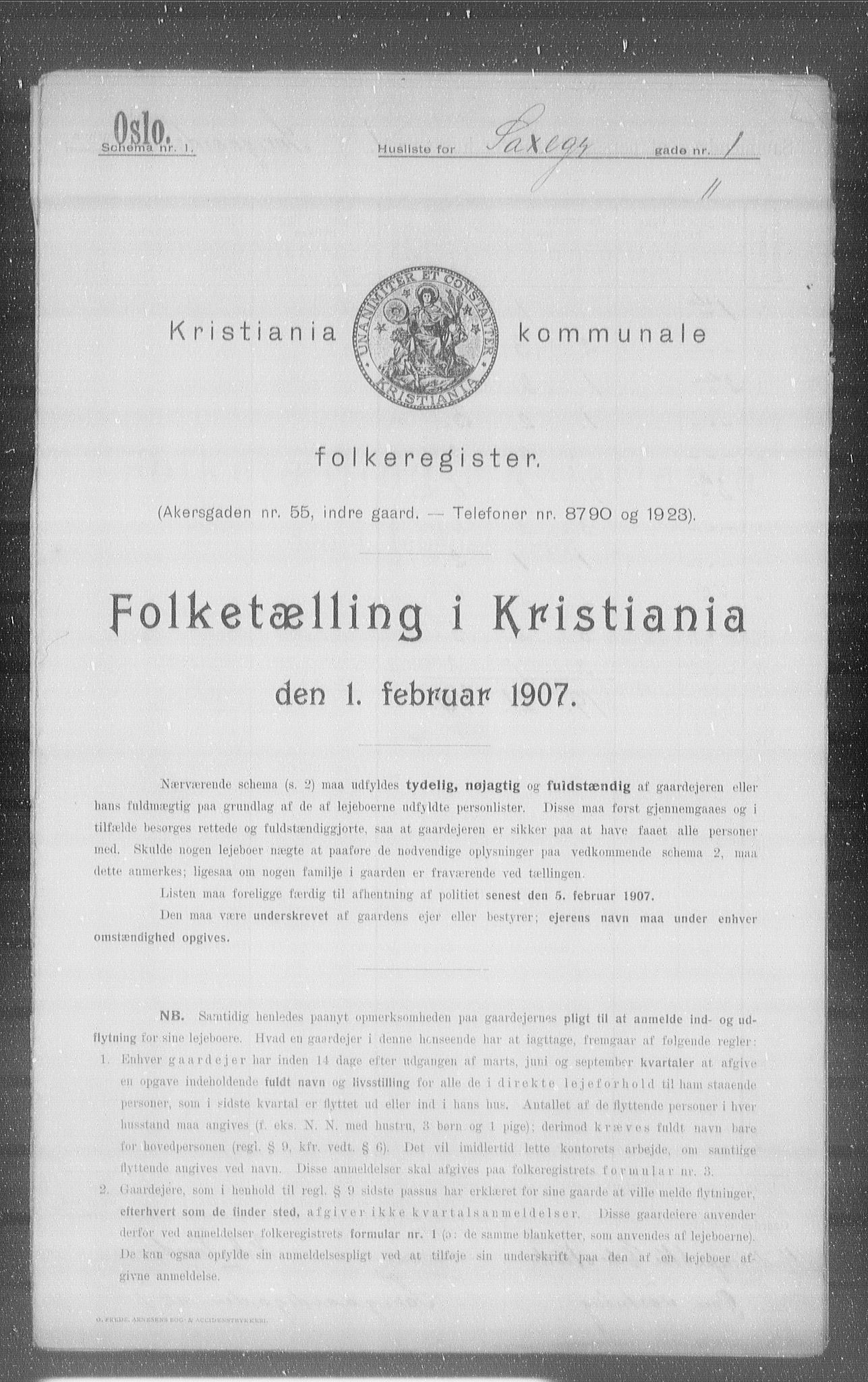 OBA, Municipal Census 1907 for Kristiania, 1907, p. 45673