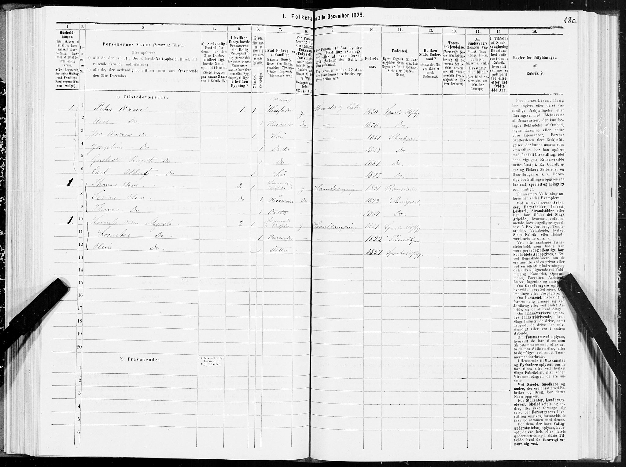 SAT, 1875 census for 1702B Steinkjer/Steinkjer, 1875, p. 180