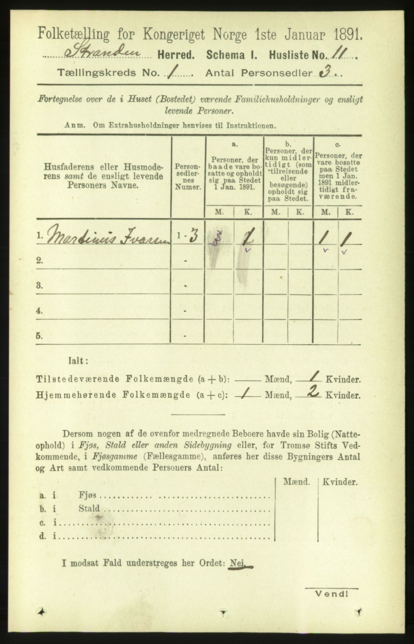 RA, 1891 census for 1525 Stranda, 1891, p. 30