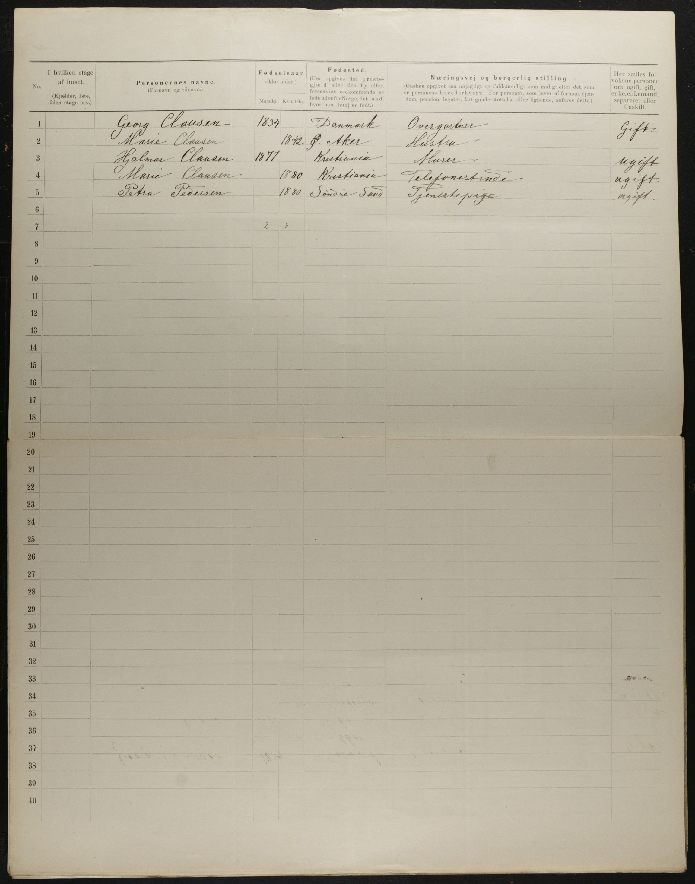 OBA, Municipal Census 1901 for Kristiania, 1901, p. 4605