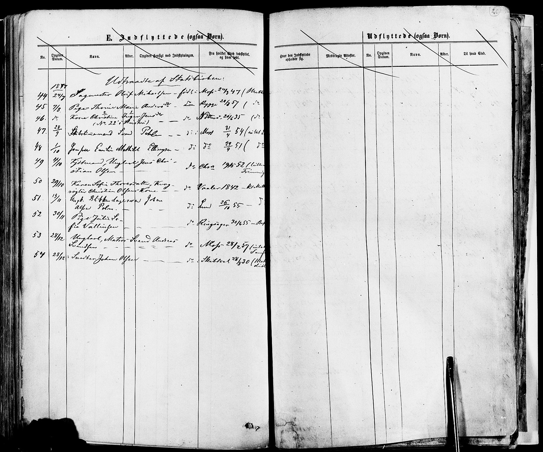 Moss prestekontor Kirkebøker, SAO/A-2003/F/Fa/L0010: Parish register (official) no. I 10, 1870-1877, p. 20