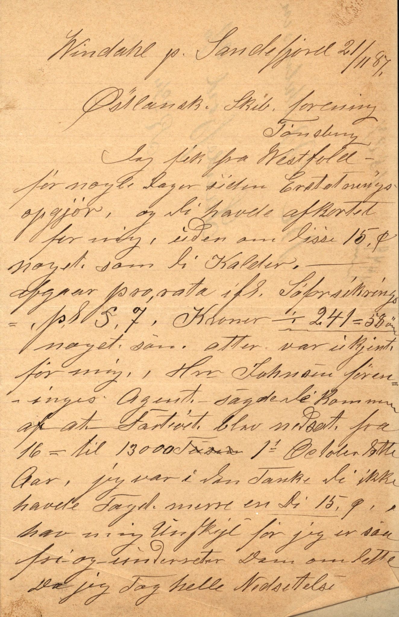 Pa 63 - Østlandske skibsassuranceforening, VEMU/A-1079/G/Ga/L0020/0010: Havaridokumenter / Anna, Silome, Oscarsborg, Memoria, Telegraf, 1887, p. 37