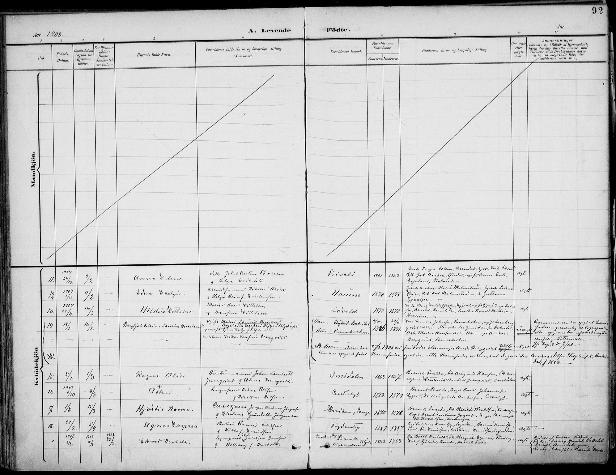 Barbu sokneprestkontor, AV/SAK-1111-0003/F/Fa/L0005: Parish register (official) no. A 5, 1899-1909, p. 92