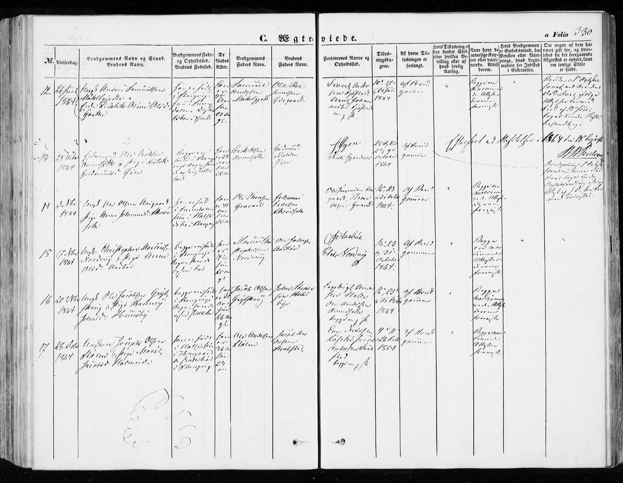 Ministerialprotokoller, klokkerbøker og fødselsregistre - Møre og Romsdal, SAT/A-1454/592/L1026: Parish register (official) no. 592A04, 1849-1867, p. 330