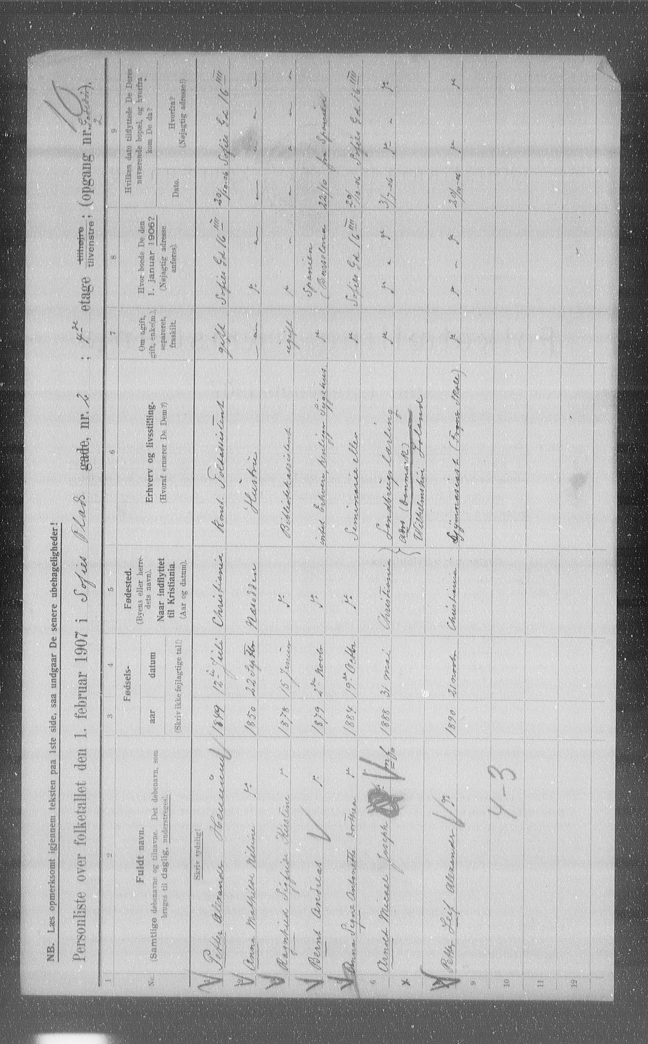 OBA, Municipal Census 1907 for Kristiania, 1907, p. 50766