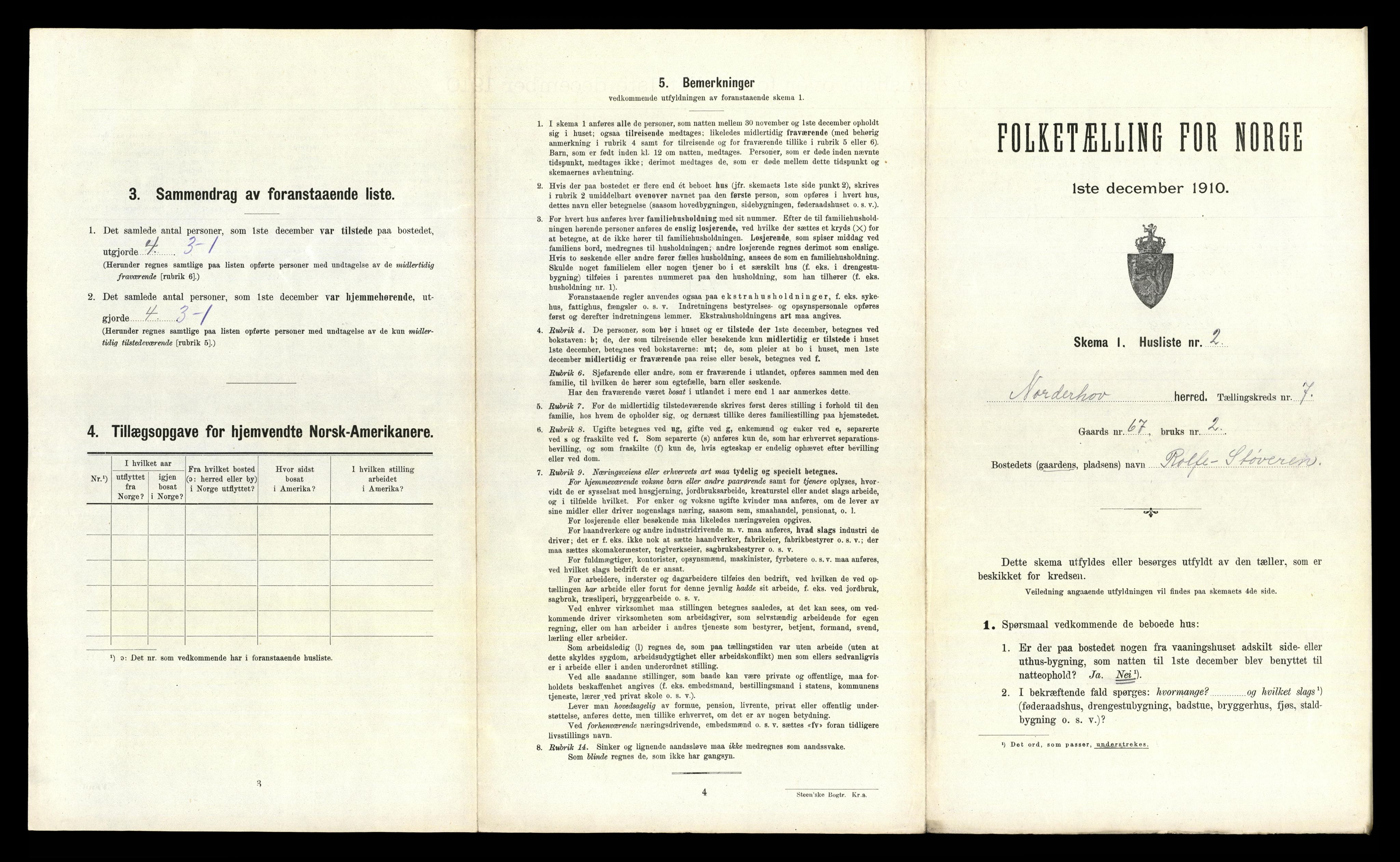 RA, 1910 census for Norderhov, 1910, p. 1570