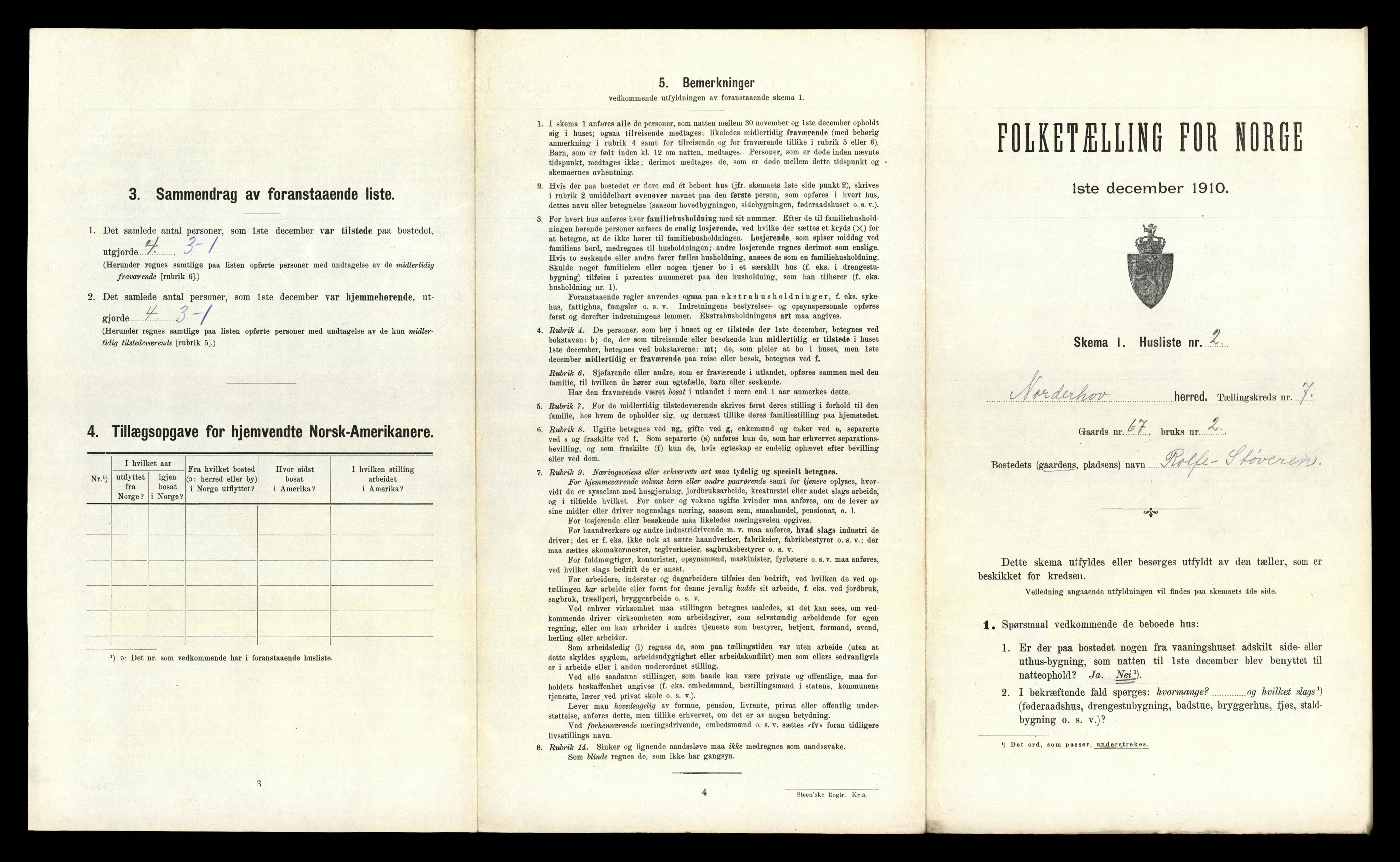 RA, 1910 census for Norderhov, 1910, p. 1570