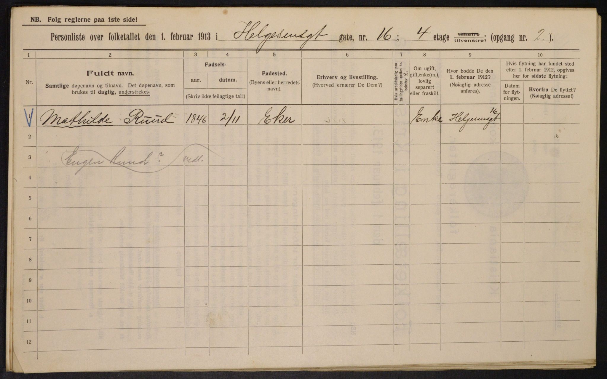 OBA, Municipal Census 1913 for Kristiania, 1913, p. 37831