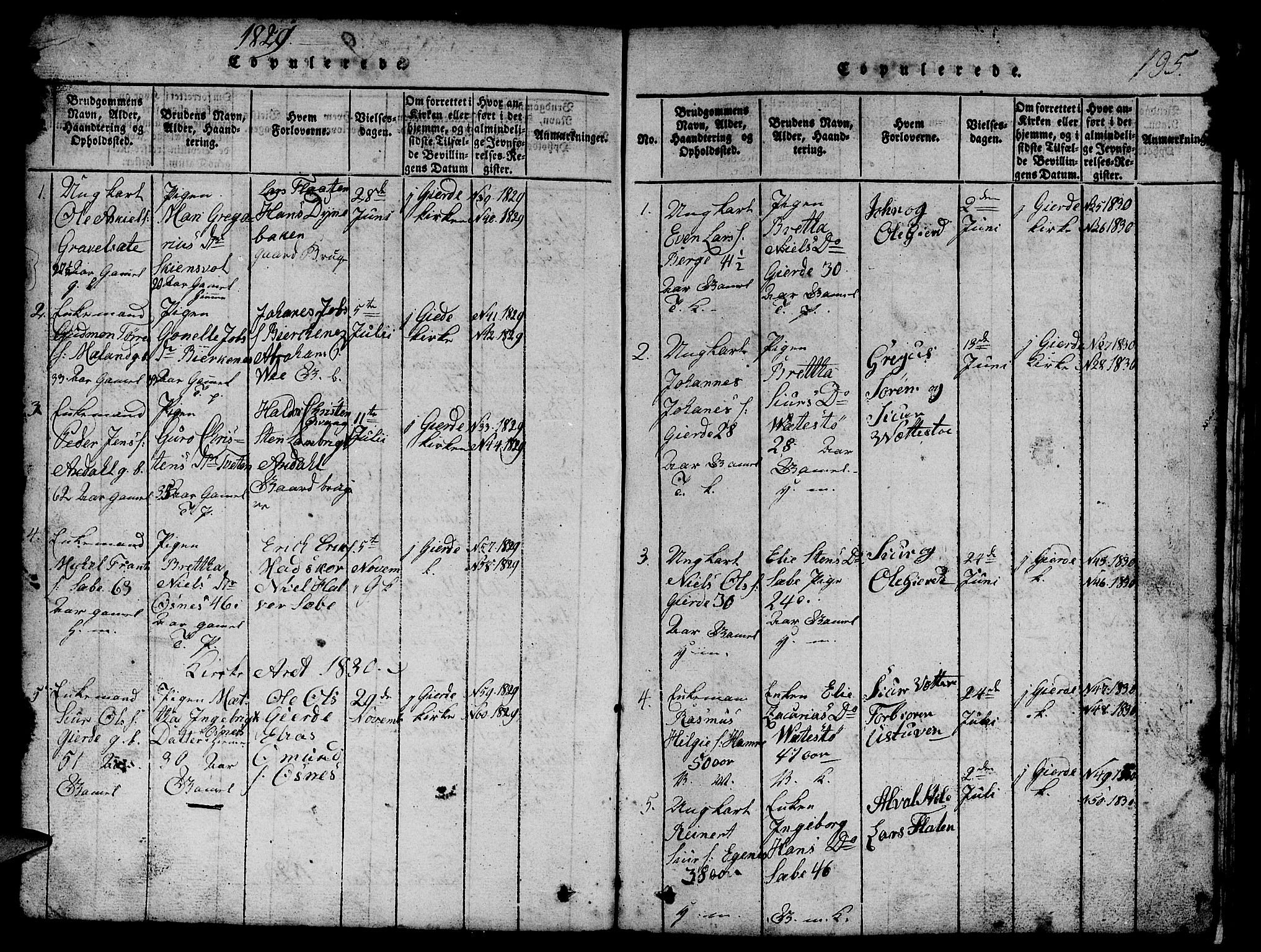 Etne sokneprestembete, SAB/A-75001/H/Hab: Parish register (copy) no. B 1, 1815-1850, p. 195
