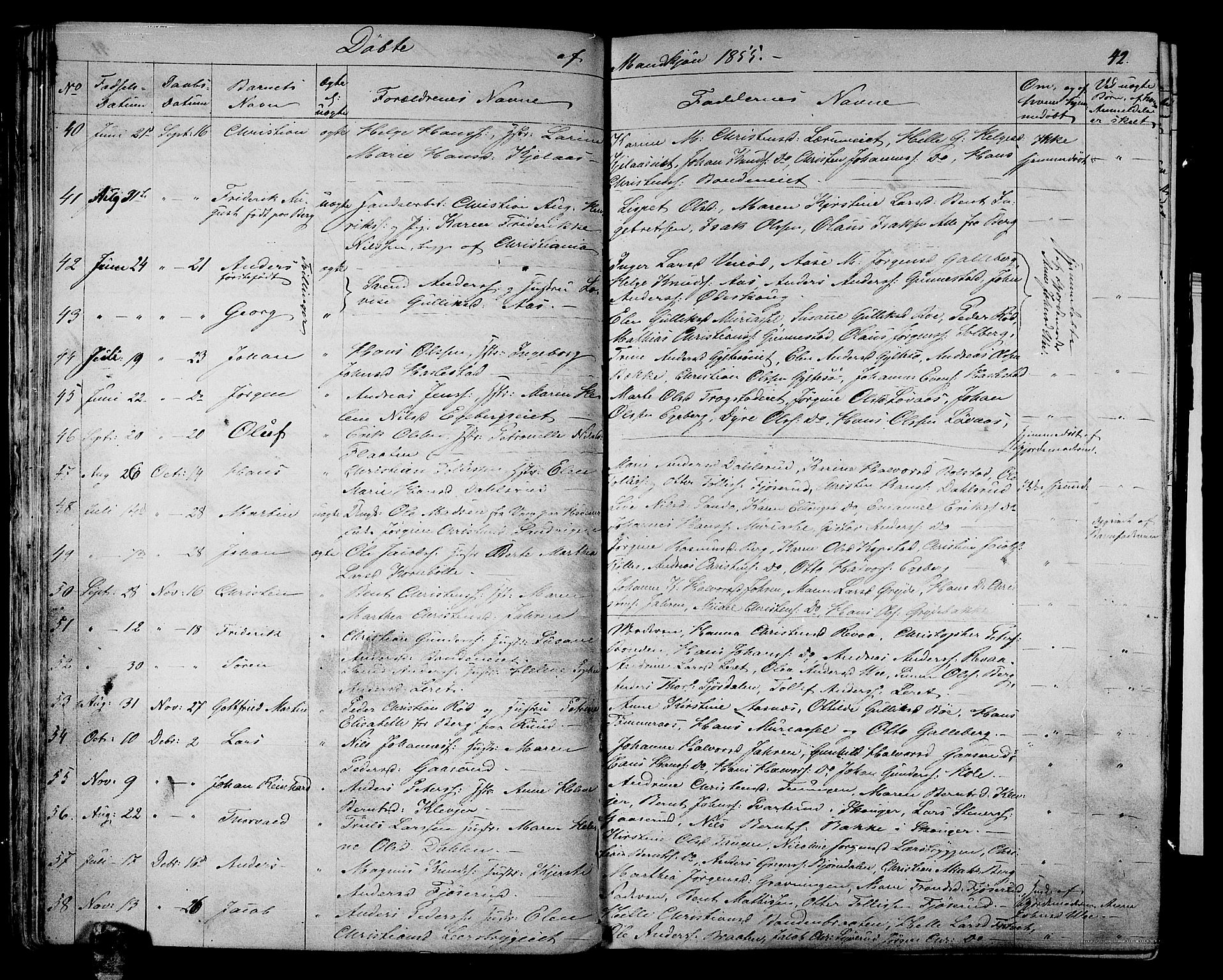 Sande Kirkebøker, AV/SAKO-A-53/G/Ga/L0002: Parish register (copy) no. 2, 1847-1863, p. 42