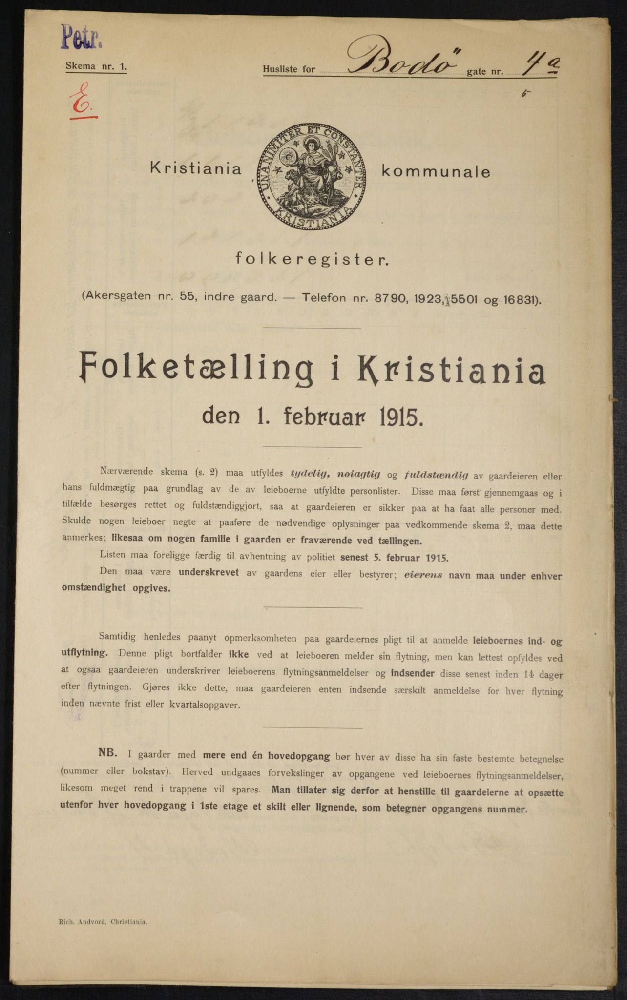 OBA, Municipal Census 1915 for Kristiania, 1915, p. 6738