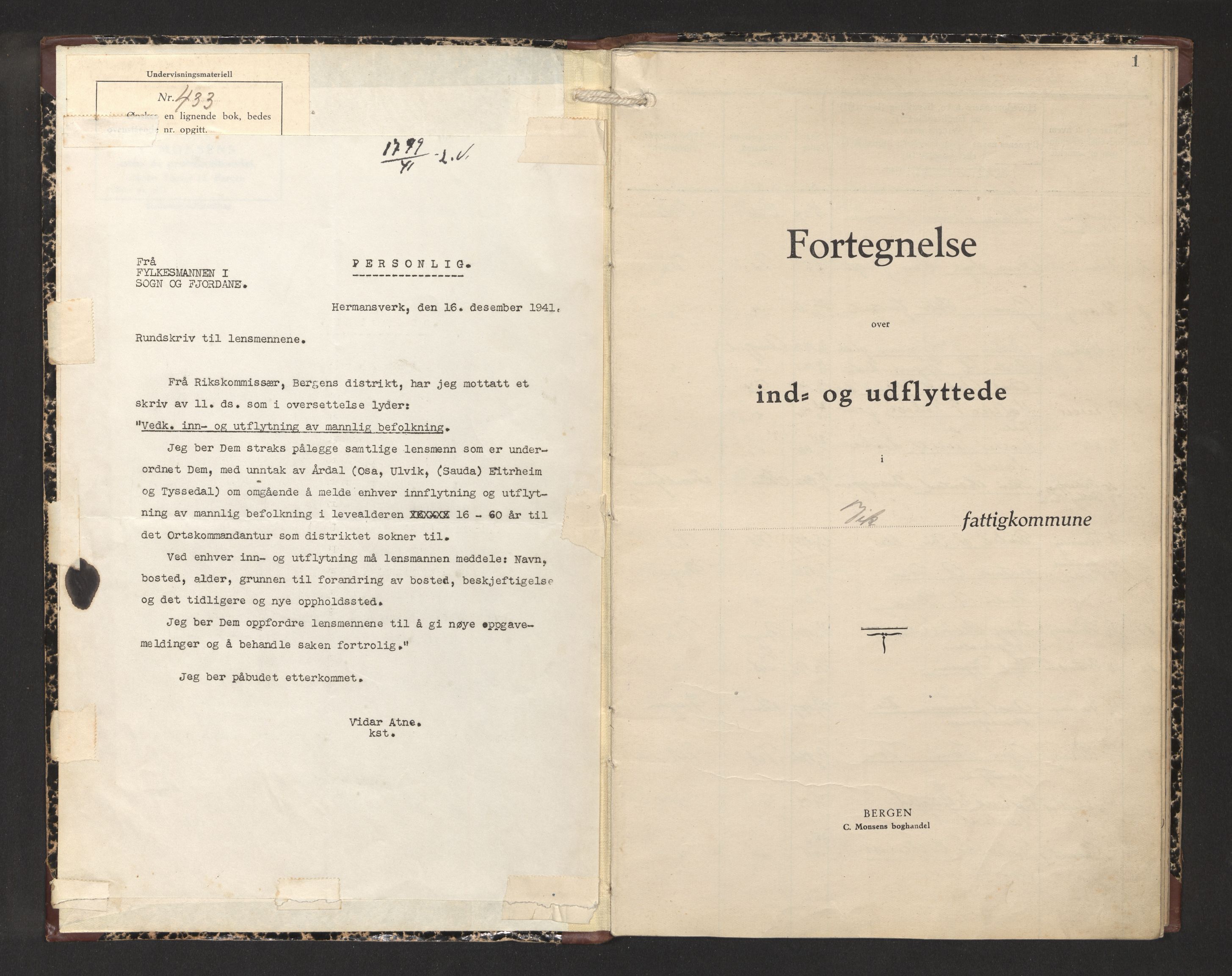 Lensmannen i Vik, AV/SAB-A-30301/0020/L0002: Protokoll over inn- og utflytte, 1929-1943