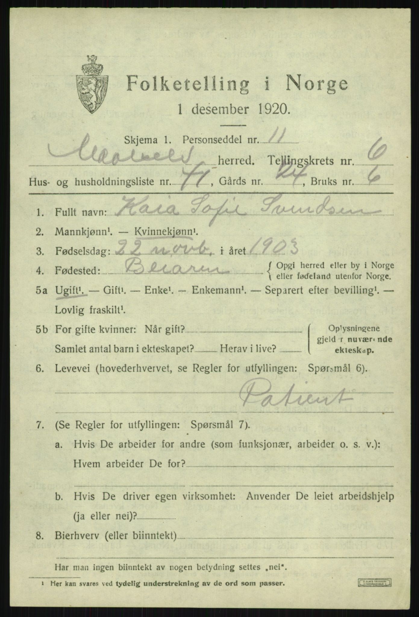 SATØ, 1920 census for Målselv, 1920, p. 4169