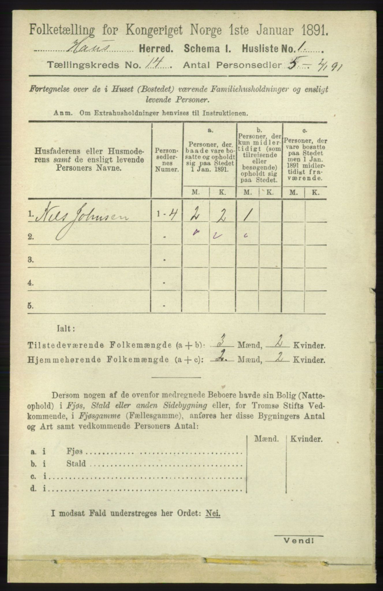 RA, 1891 census for 1250 Haus, 1891, p. 5809