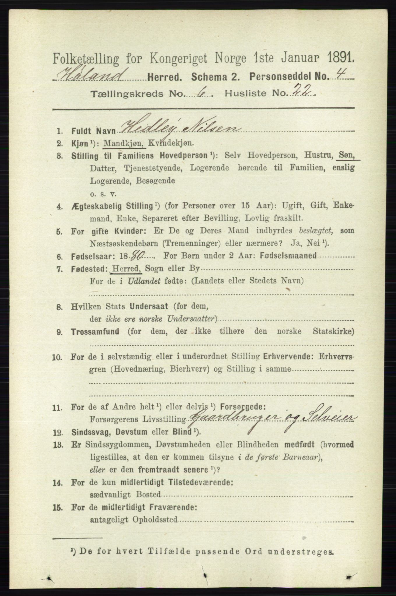 RA, 1891 census for 0221 Høland, 1891, p. 4462