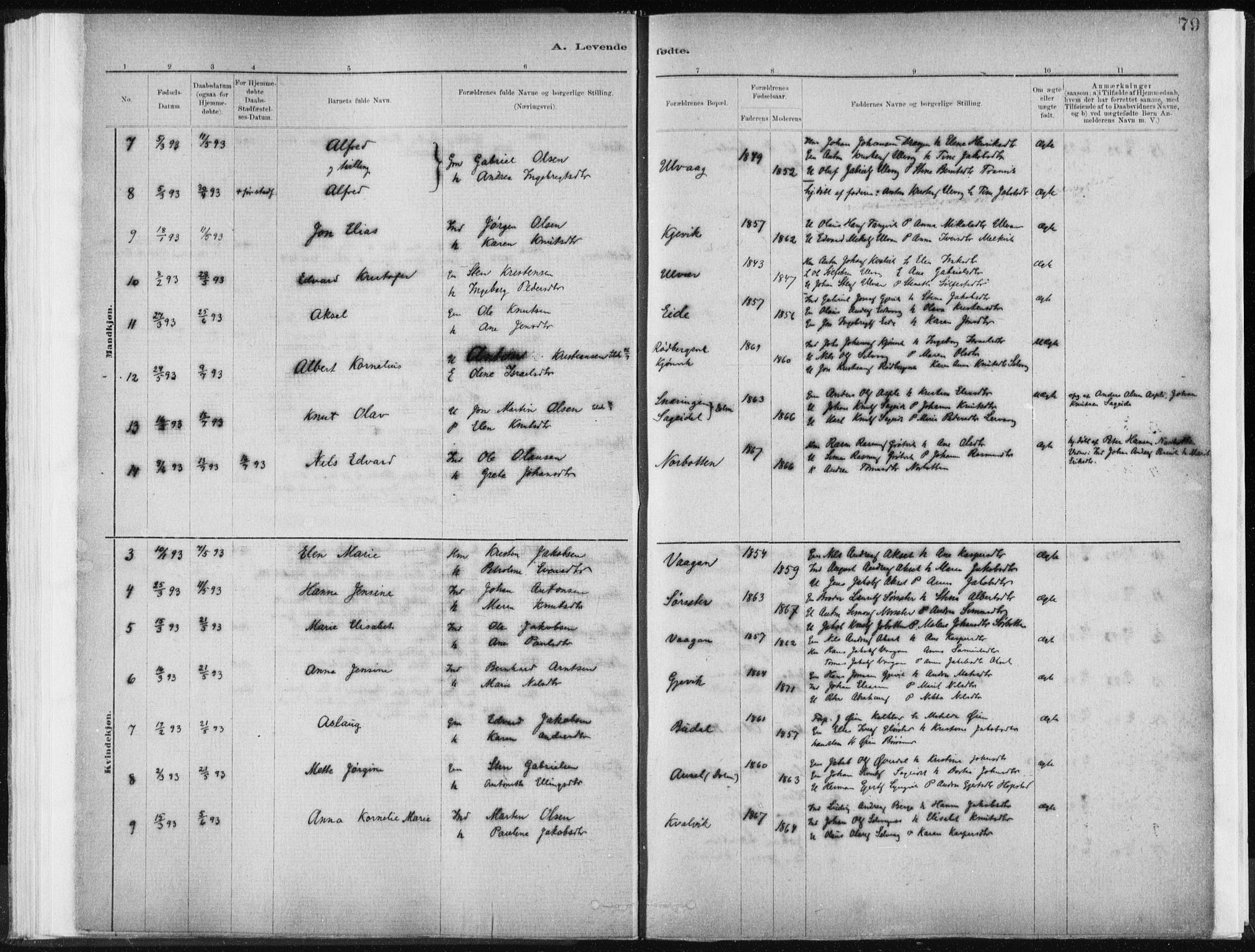 Ministerialprotokoller, klokkerbøker og fødselsregistre - Sør-Trøndelag, SAT/A-1456/637/L0558: Parish register (official) no. 637A01, 1882-1899, p. 79