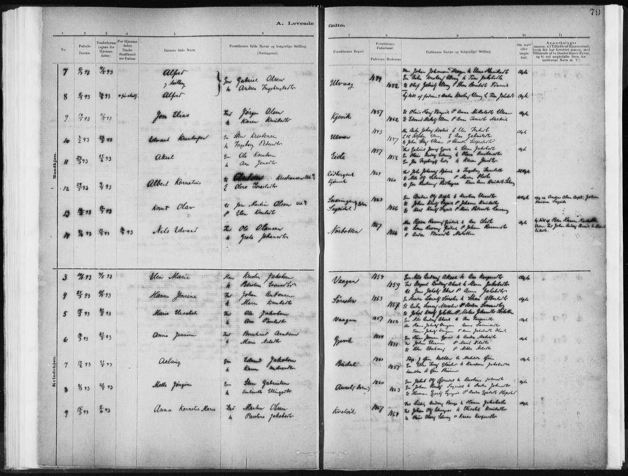 Ministerialprotokoller, klokkerbøker og fødselsregistre - Sør-Trøndelag, AV/SAT-A-1456/637/L0558: Parish register (official) no. 637A01, 1882-1899, p. 79