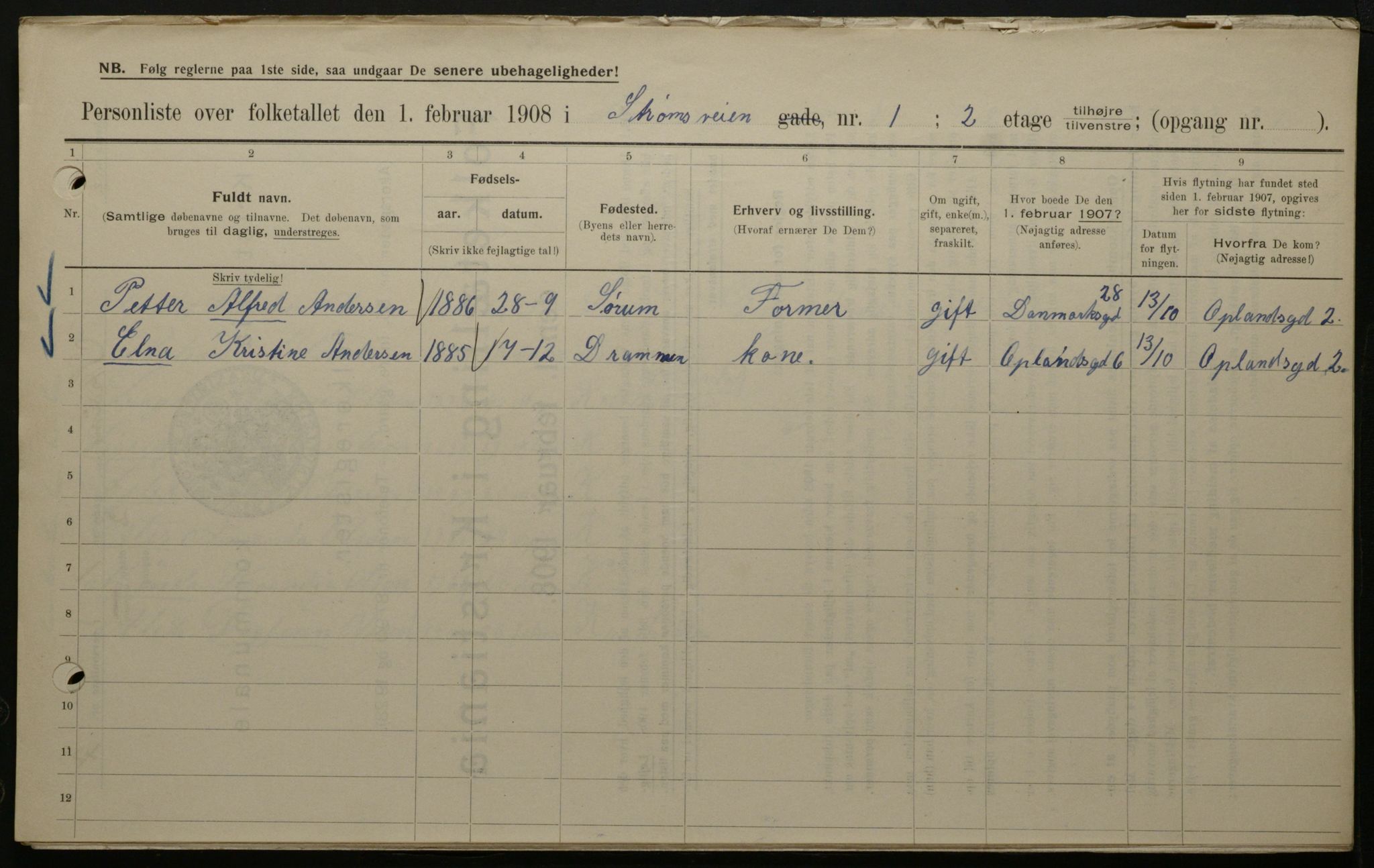 OBA, Municipal Census 1908 for Kristiania, 1908, p. 93485