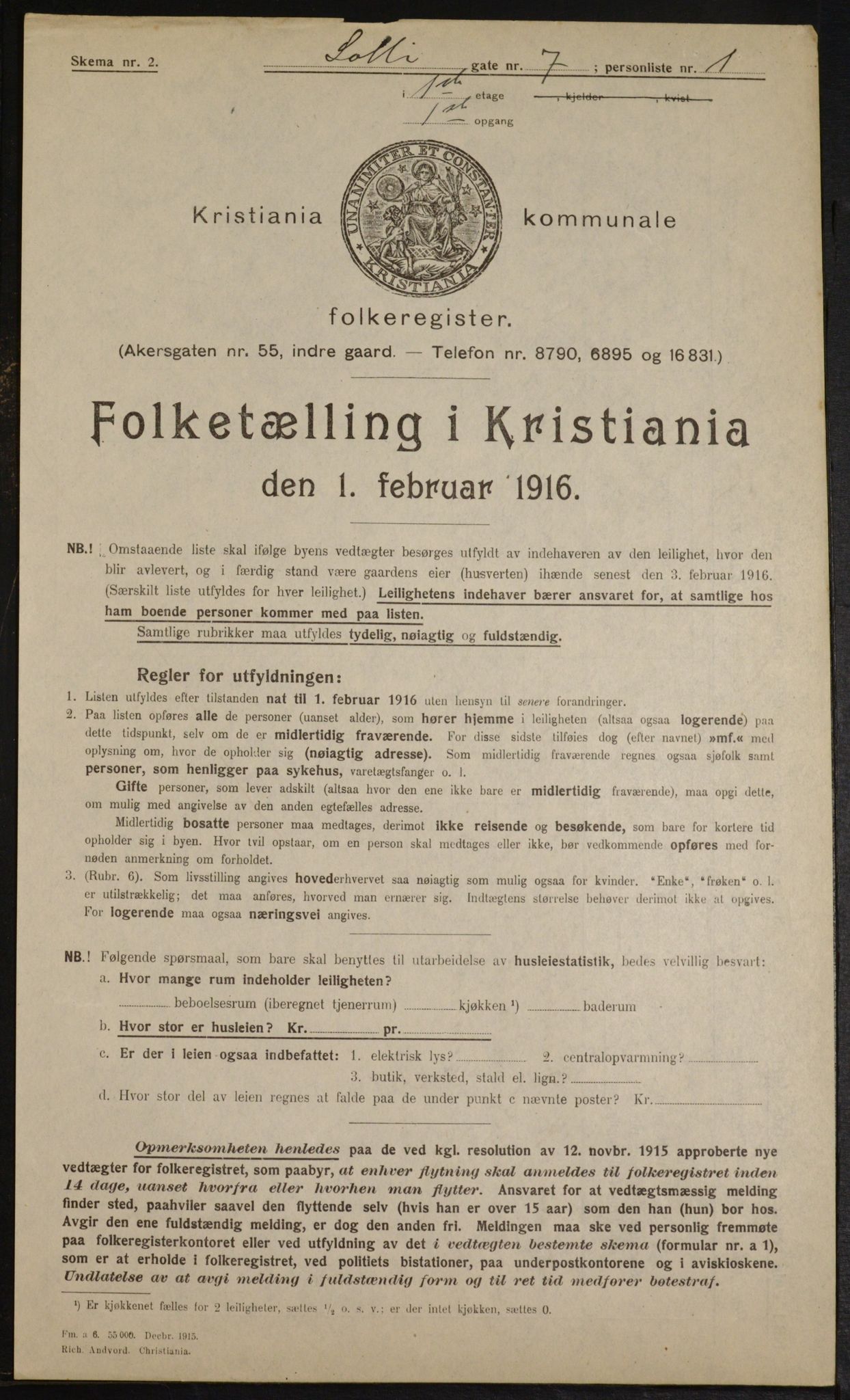 OBA, Municipal Census 1916 for Kristiania, 1916, p. 102199