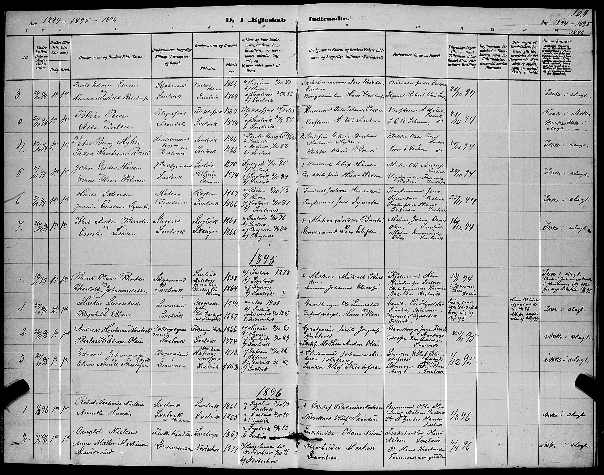 Strømm kirkebøker, AV/SAKO-A-322/G/Gb/L0001: Parish register (copy) no. II 1, 1889-1896, p. 109