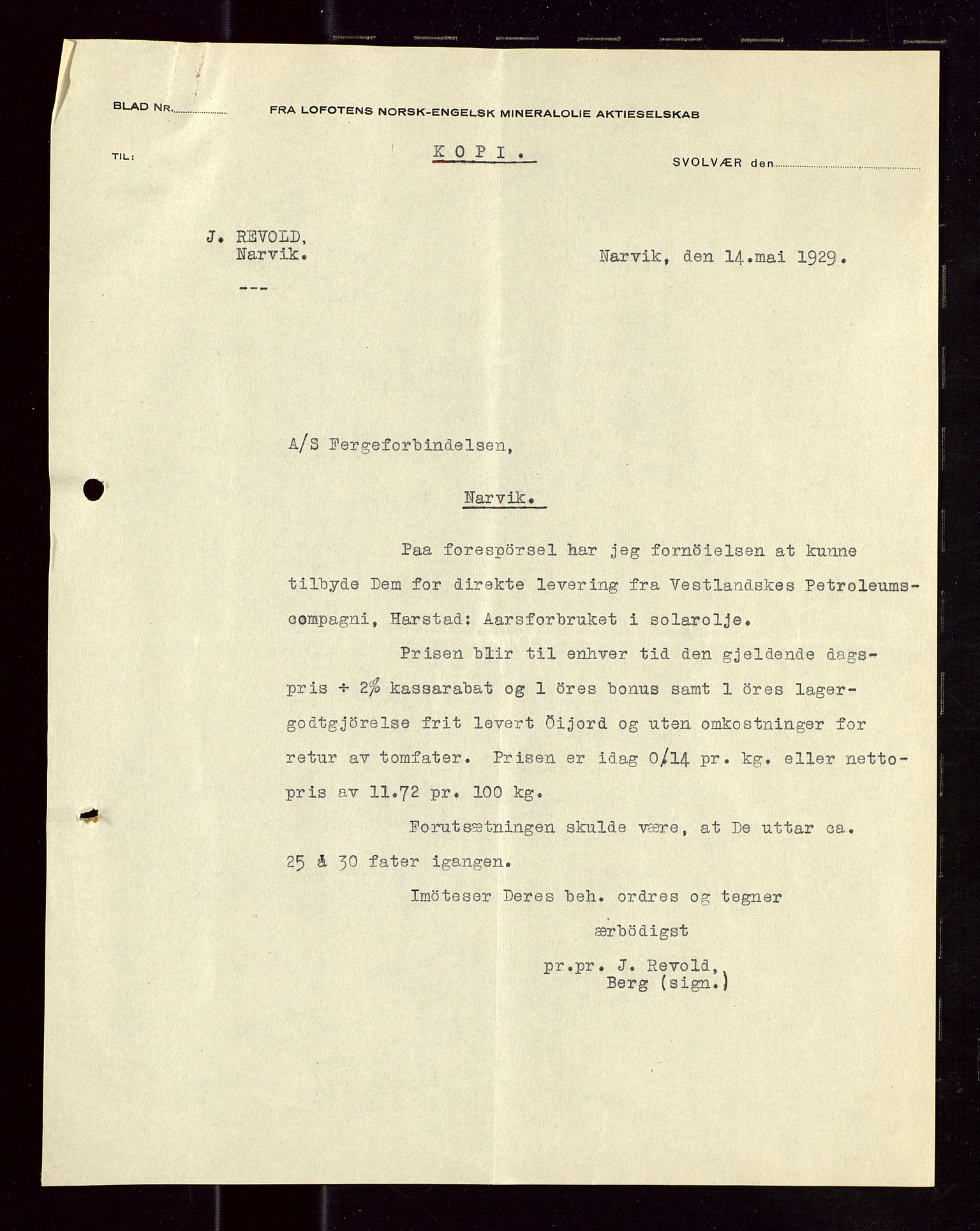 Pa 1521 - A/S Norske Shell, AV/SAST-A-101915/E/Ea/Eaa/L0018: Sjefskorrespondanse, 1929, p. 21