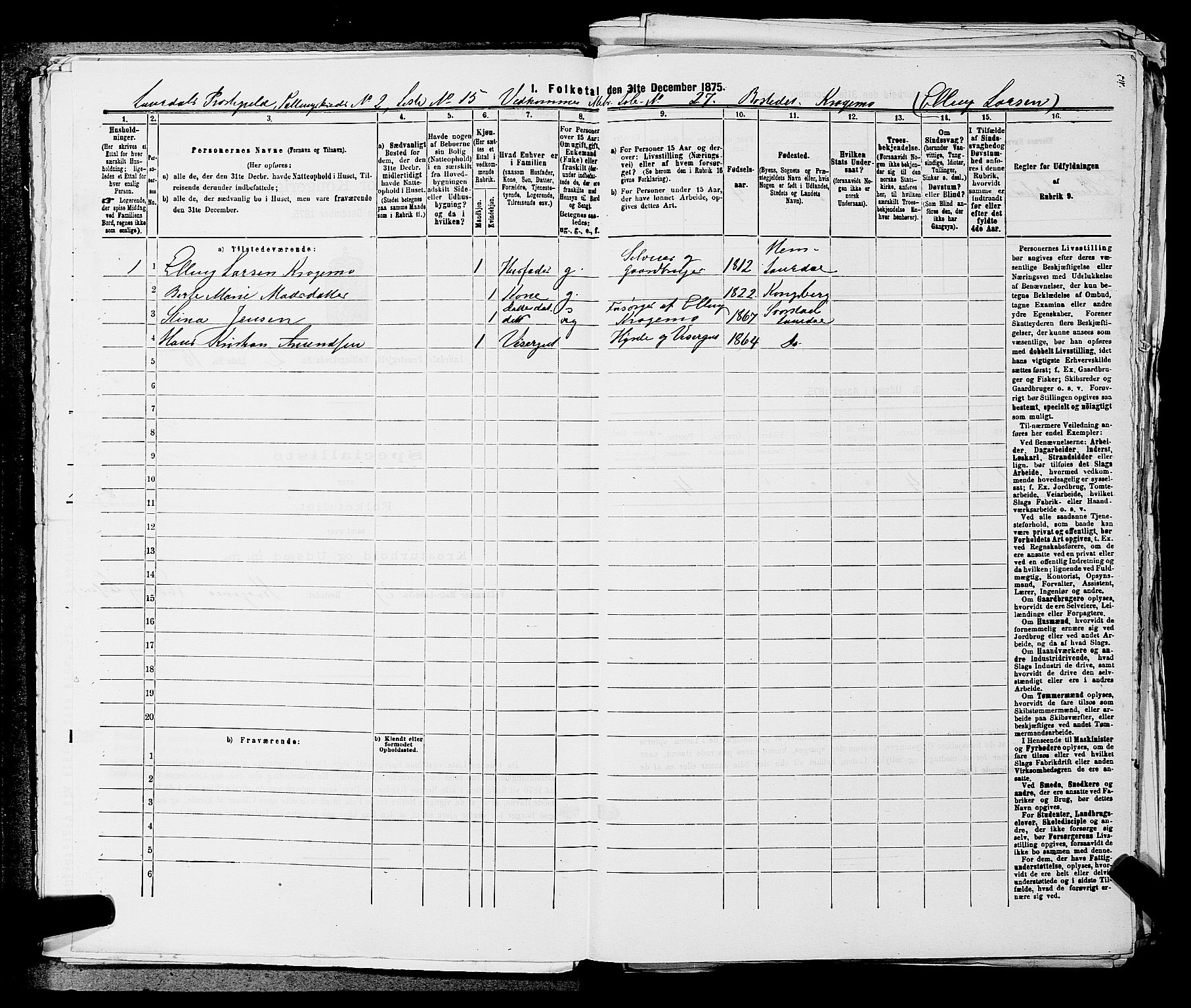 SAKO, 1875 census for 0728P Lardal, 1875, p. 226