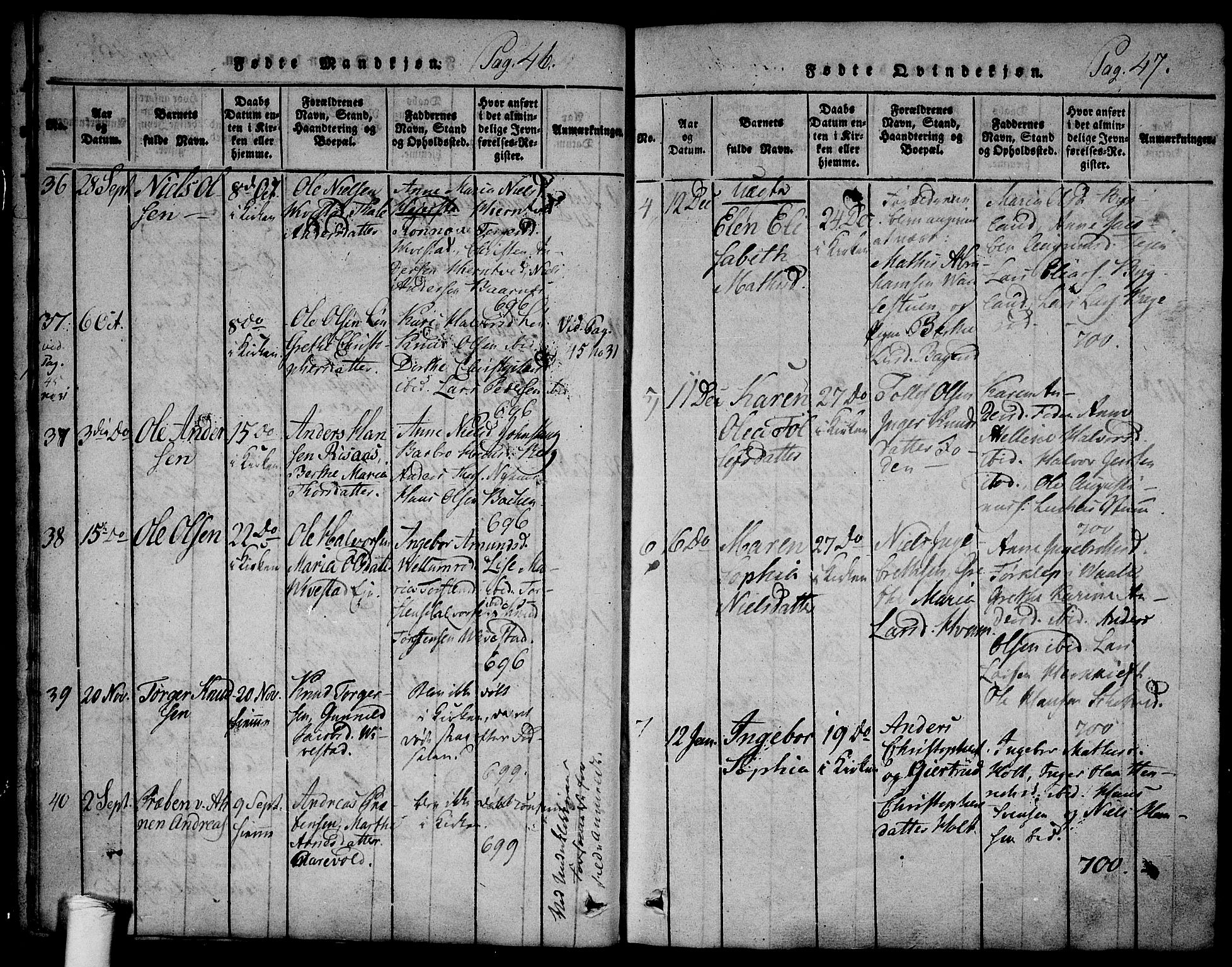 Ramnes kirkebøker, AV/SAKO-A-314/F/Fa/L0004: Parish register (official) no. I 4, 1813-1840, p. 46-47