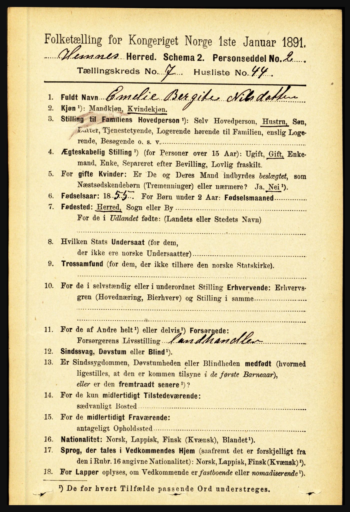 RA, 1891 census for 1832 Hemnes, 1891, p. 3526