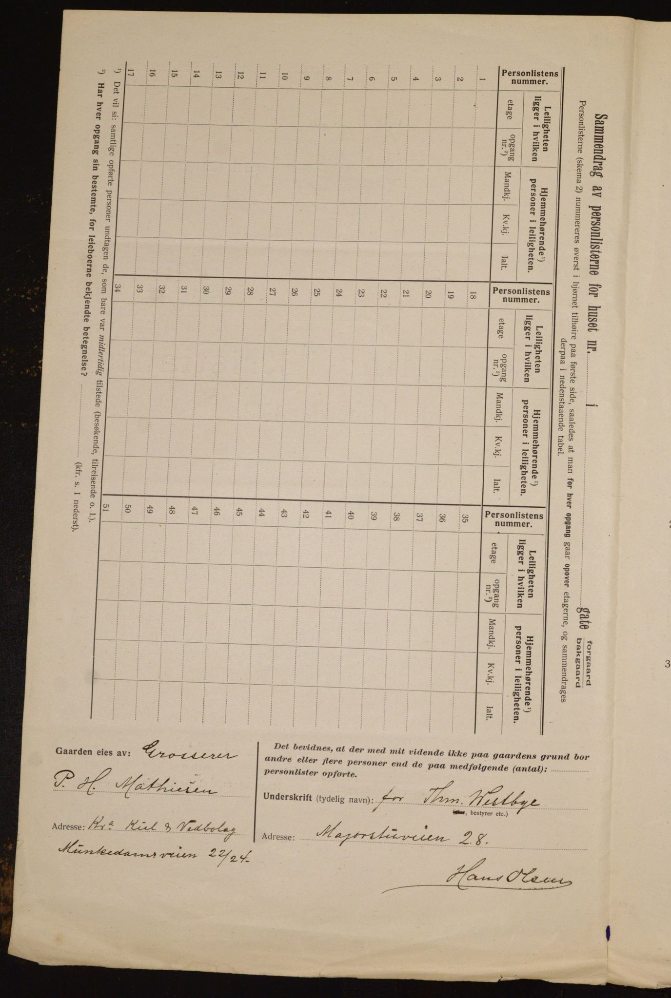 OBA, Municipal Census 1912 for Kristiania, 1912, p. 103560