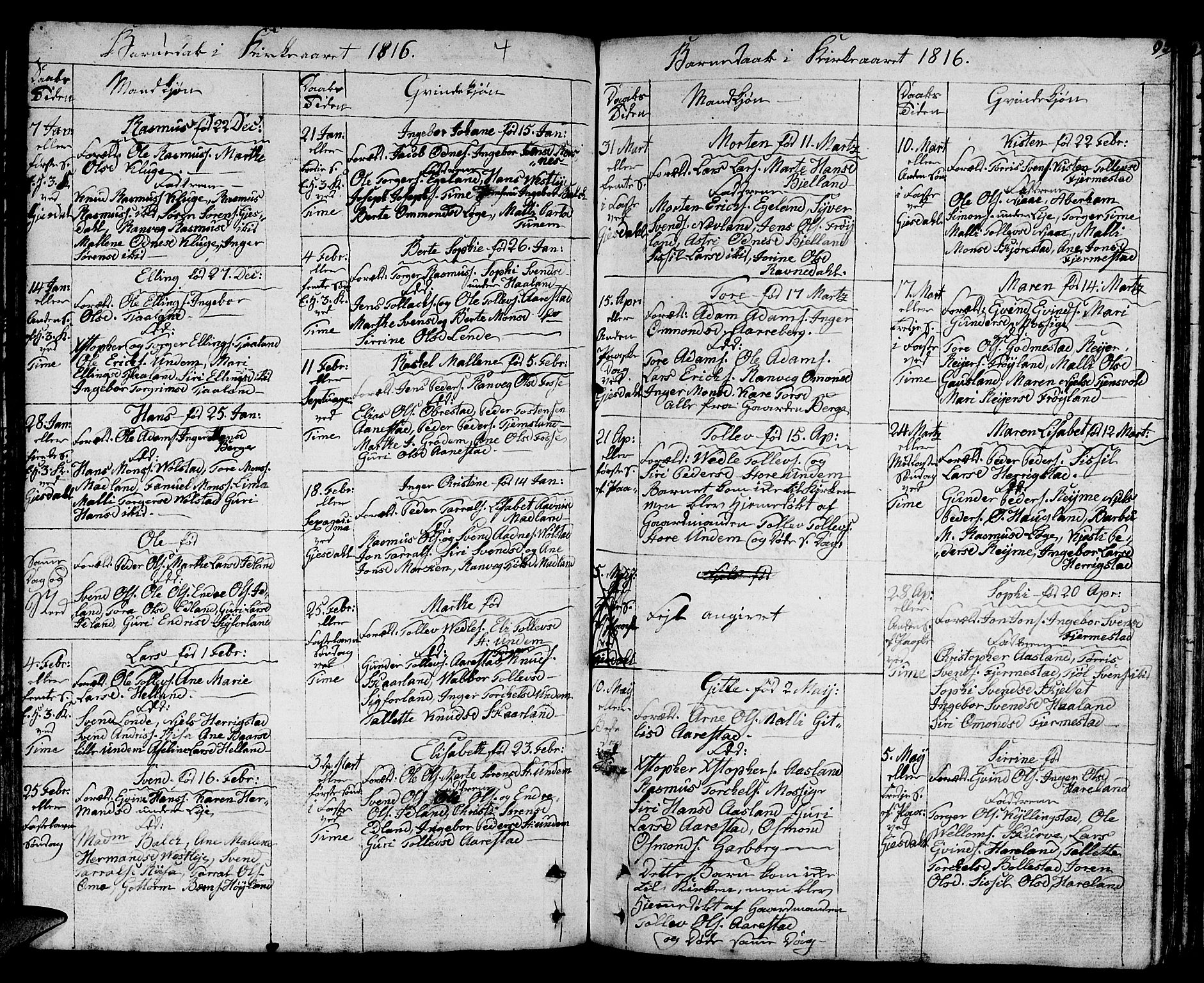 Lye sokneprestkontor, AV/SAST-A-101794/001/30BA/L0002: Parish register (official) no. A 2, 1799-1817, p. 93