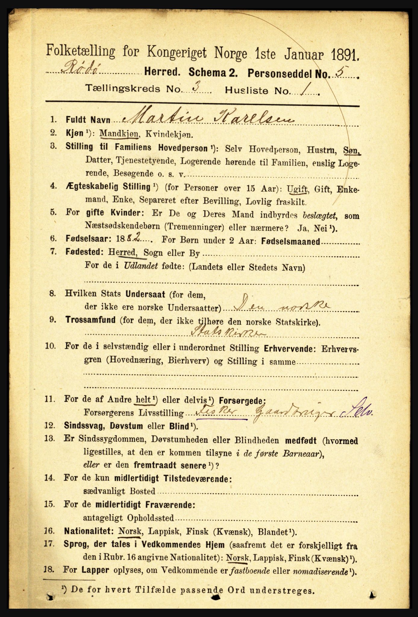 RA, 1891 census for 1836 Rødøy, 1891, p. 828