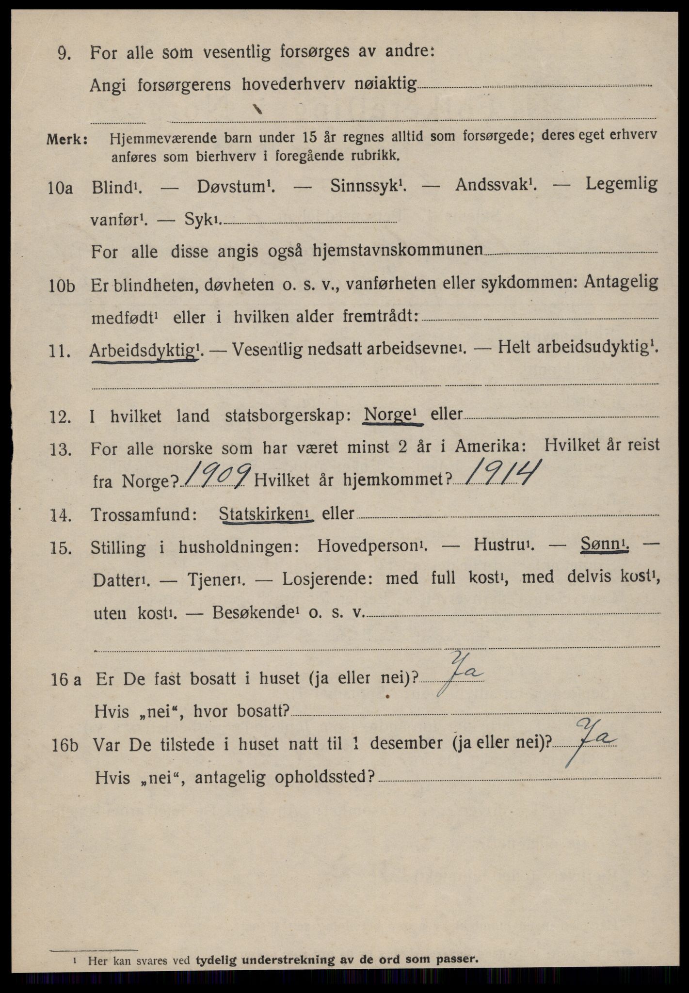 SAT, 1920 census for Volda, 1920, p. 5013