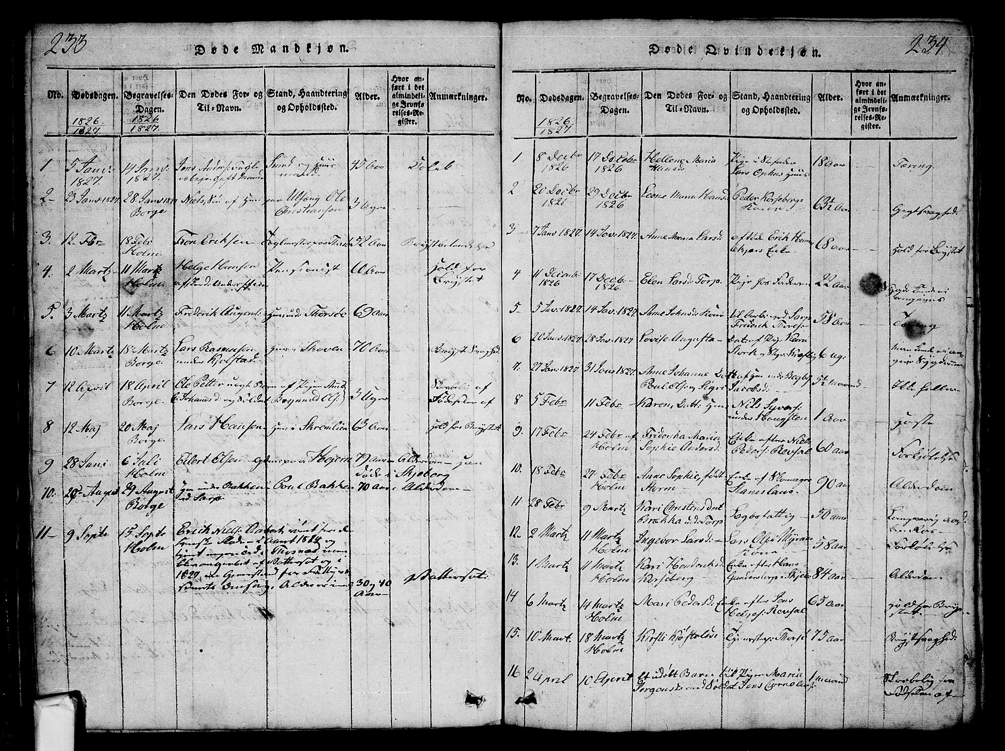 Borge prestekontor Kirkebøker, AV/SAO-A-10903/G/Ga/L0001: Parish register (copy) no.  I 1, 1815-1835, p. 233-234